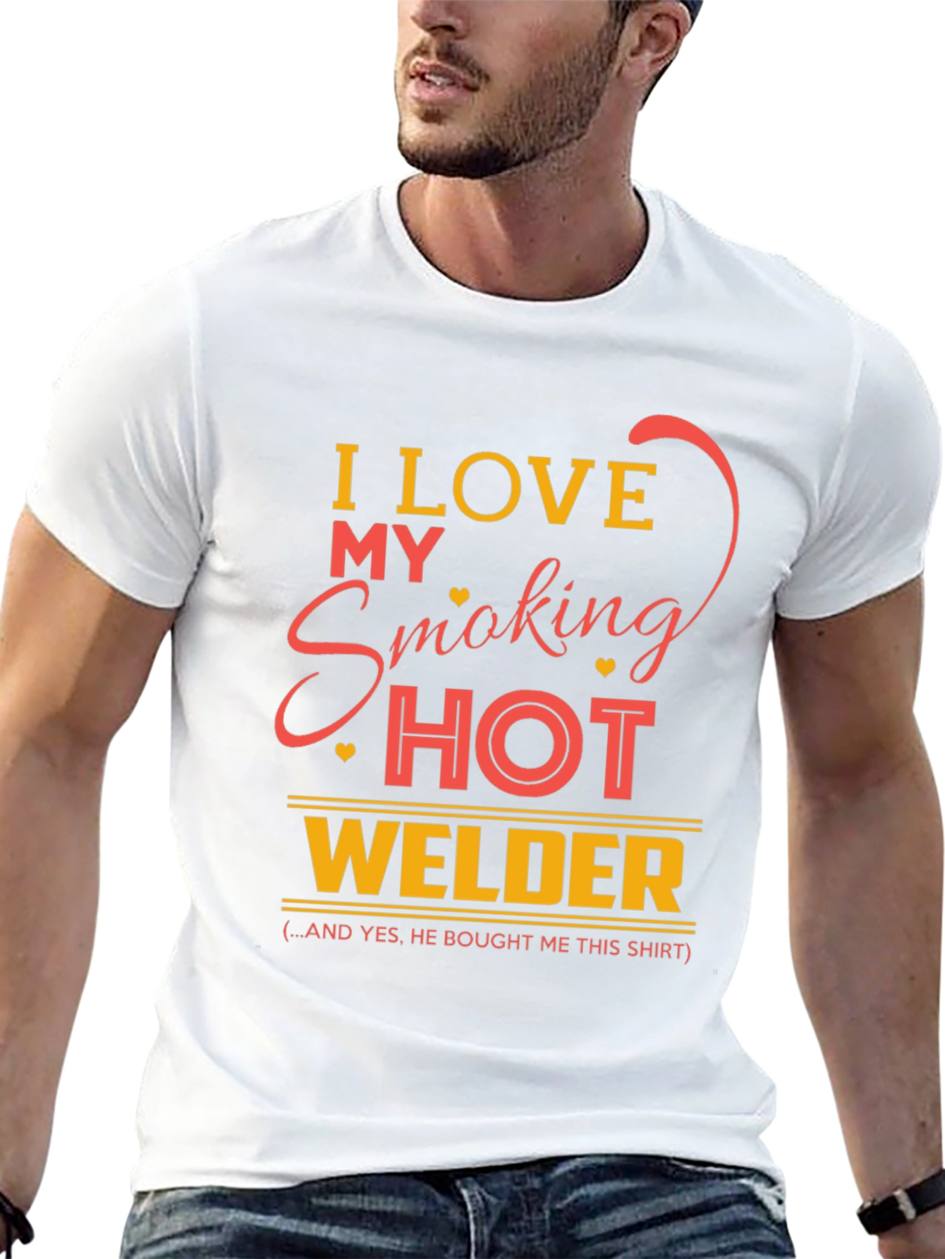 Black I Love My Smoking Hot Welder Graphic T-Shirt view 13