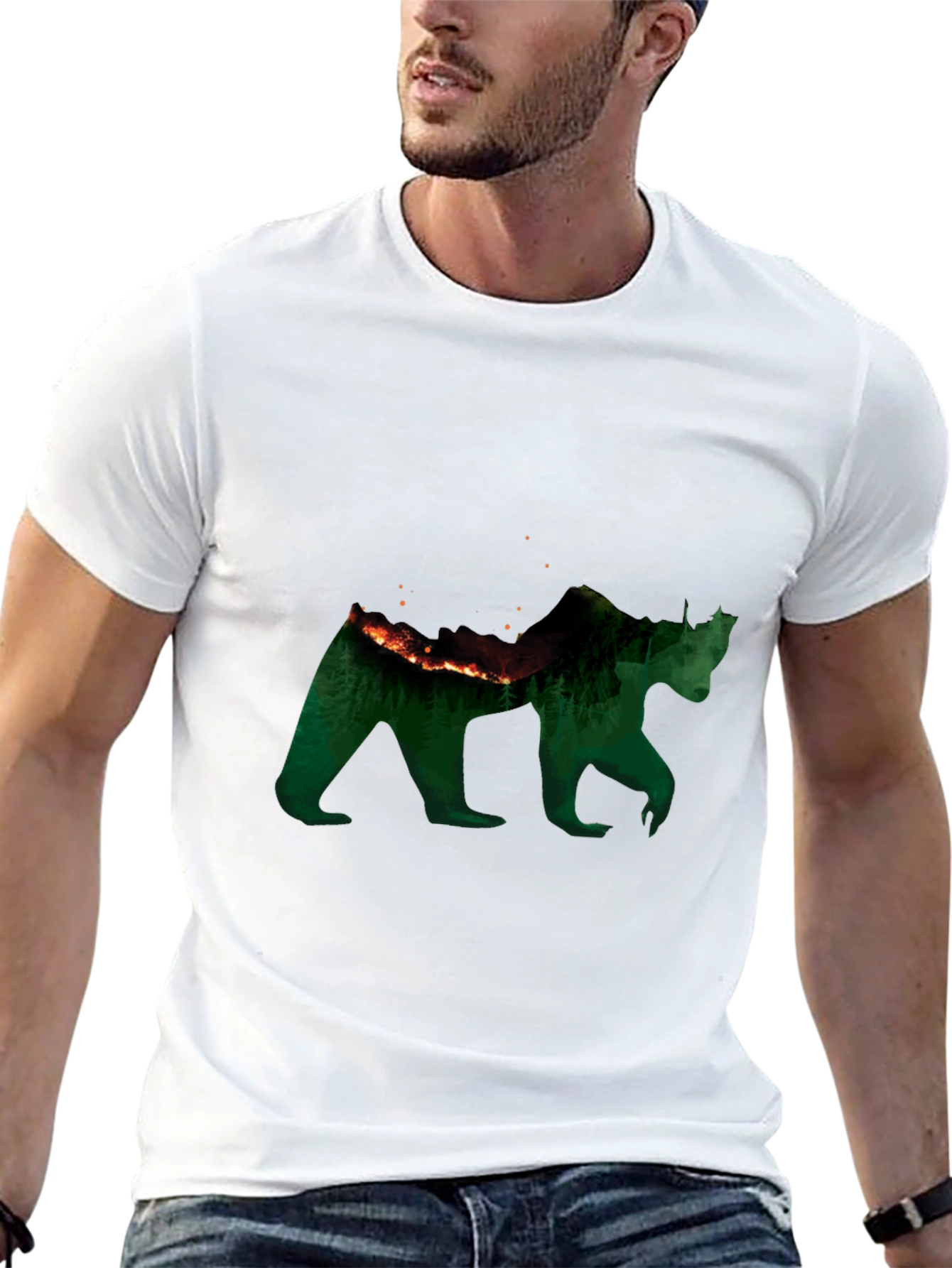 Black Nature Bear Graphic Tee - Black Crewneck view 13
