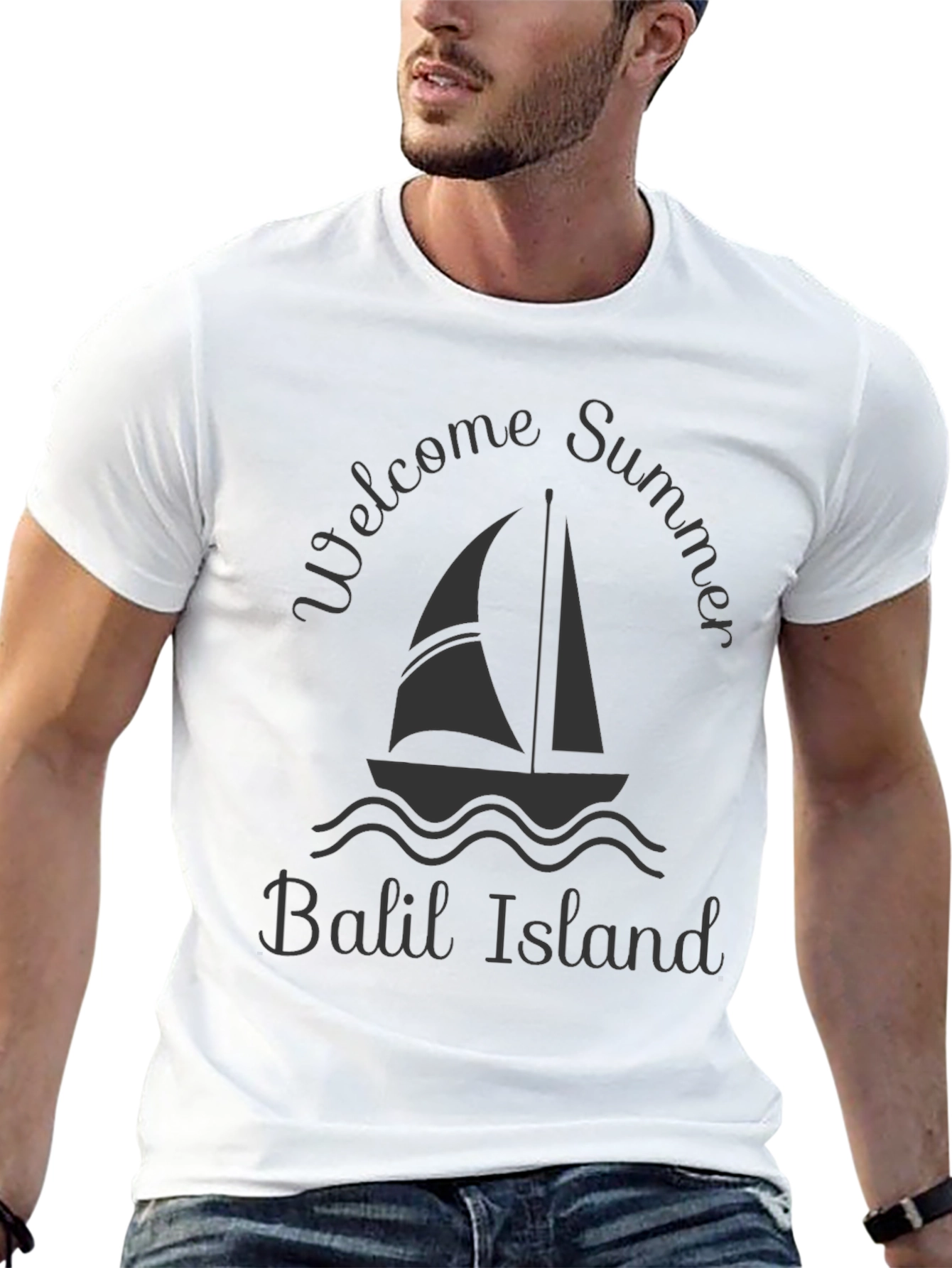 Black Welcome Summer Balil Island Graphic Tee view 13