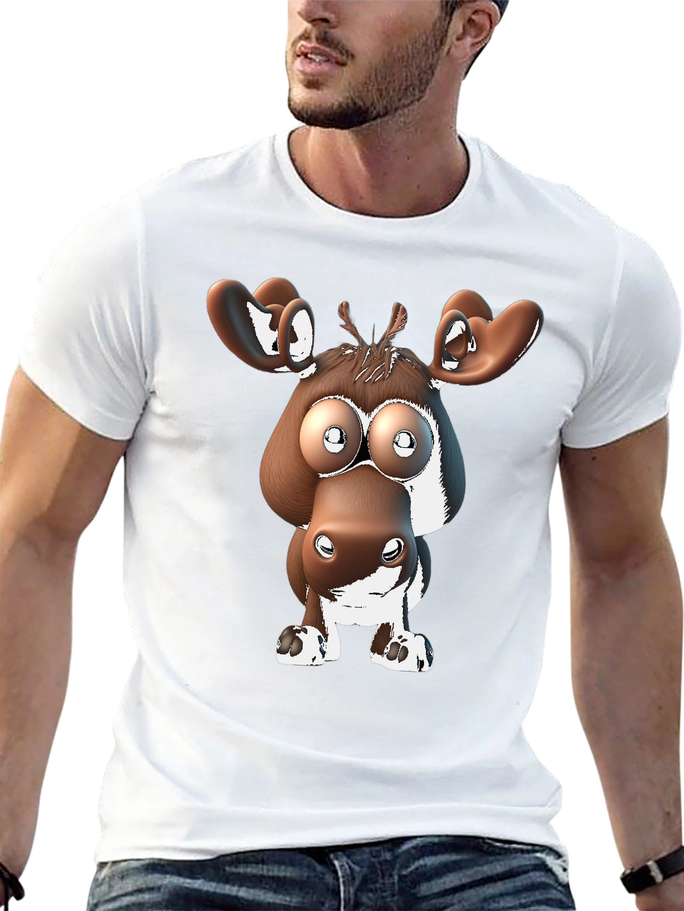 Black Cartoon Moose Graphic Tee view 13