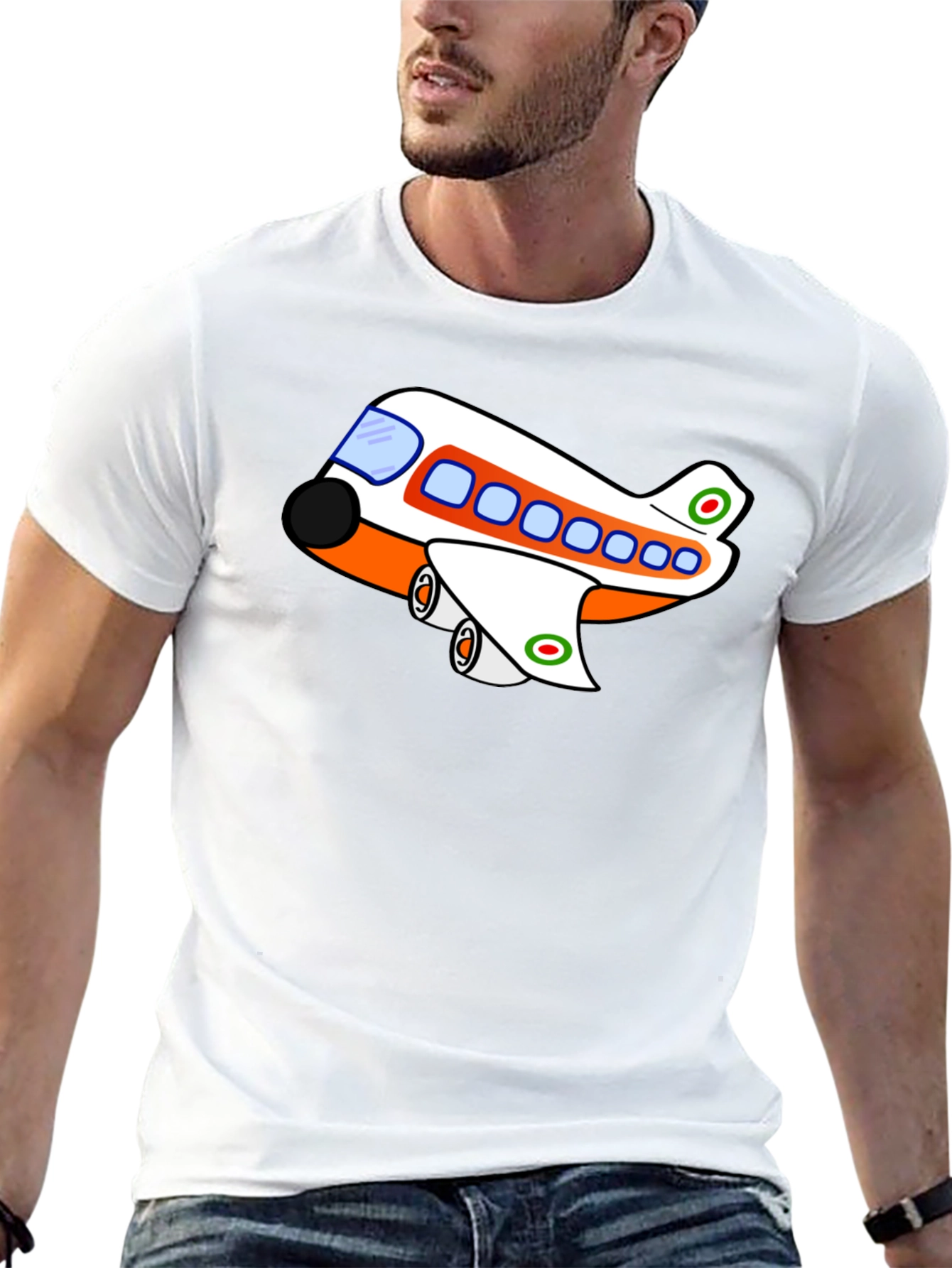 Black Cartoon Plane Graphic T-Shirt view 13