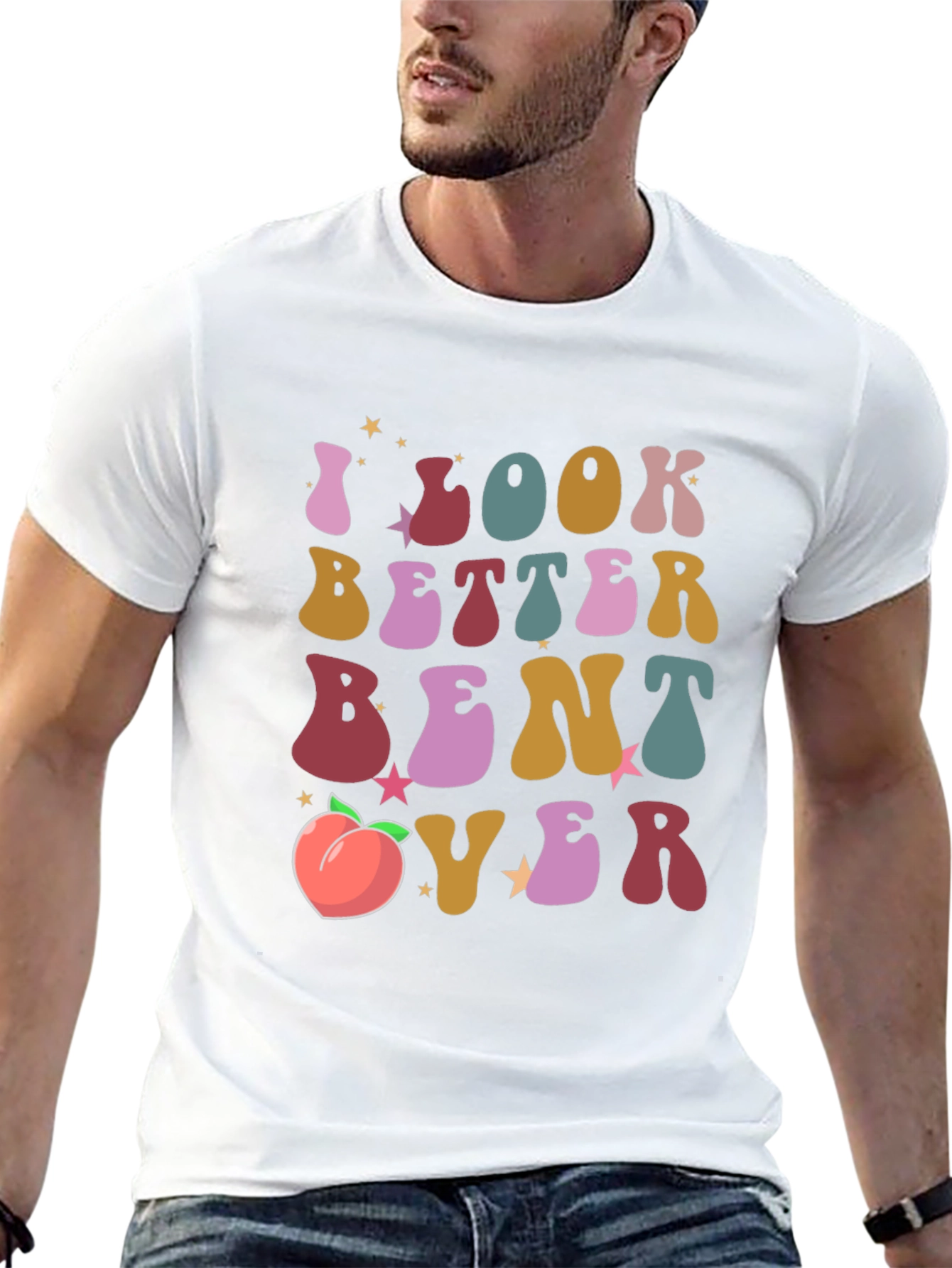 Black I Look Better Bent Over T-Shirt Funny Peach Graphic Tee view 13