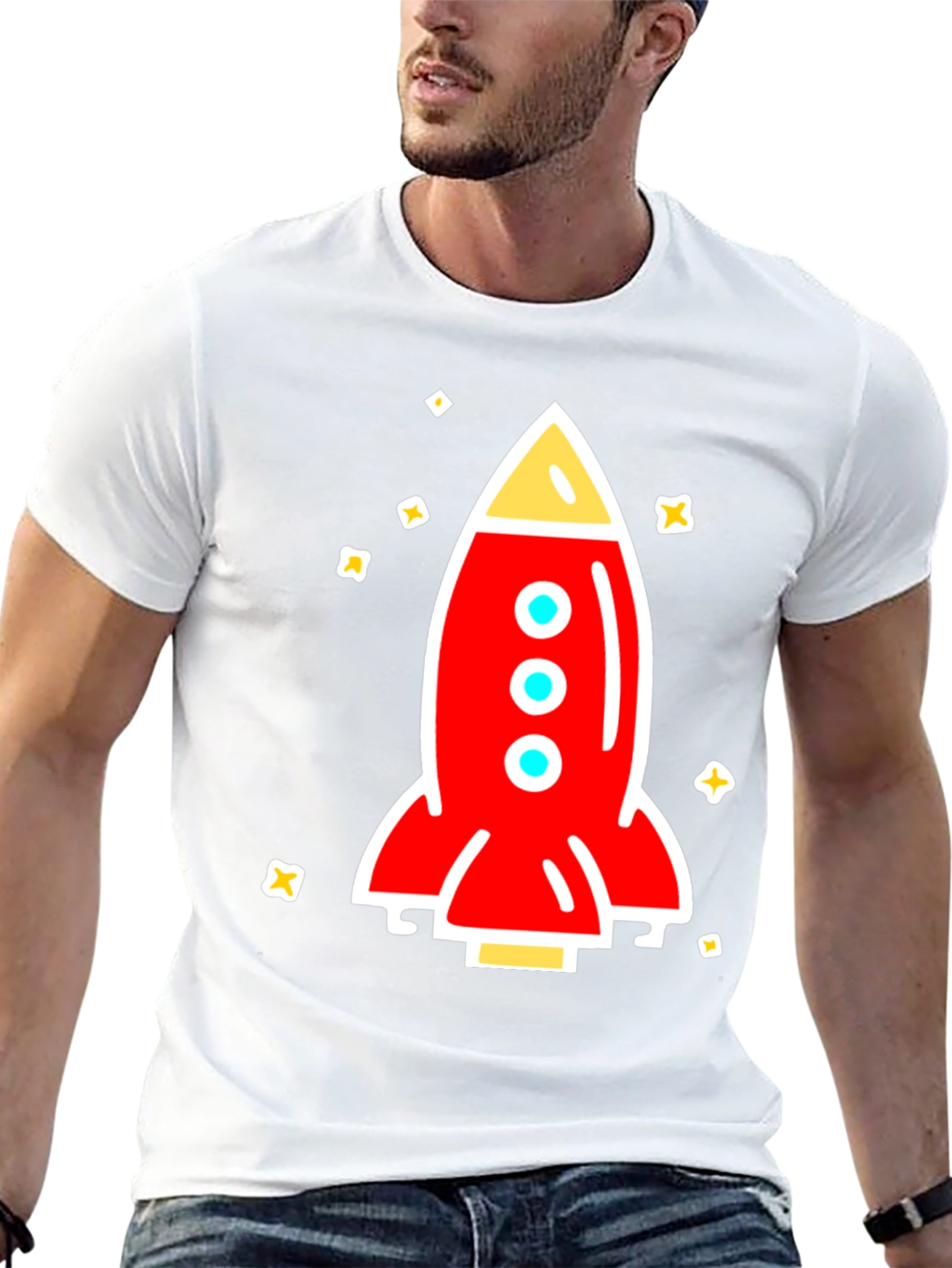 Black Rocket Graphic Tee - Space Adventure Shirt view 13