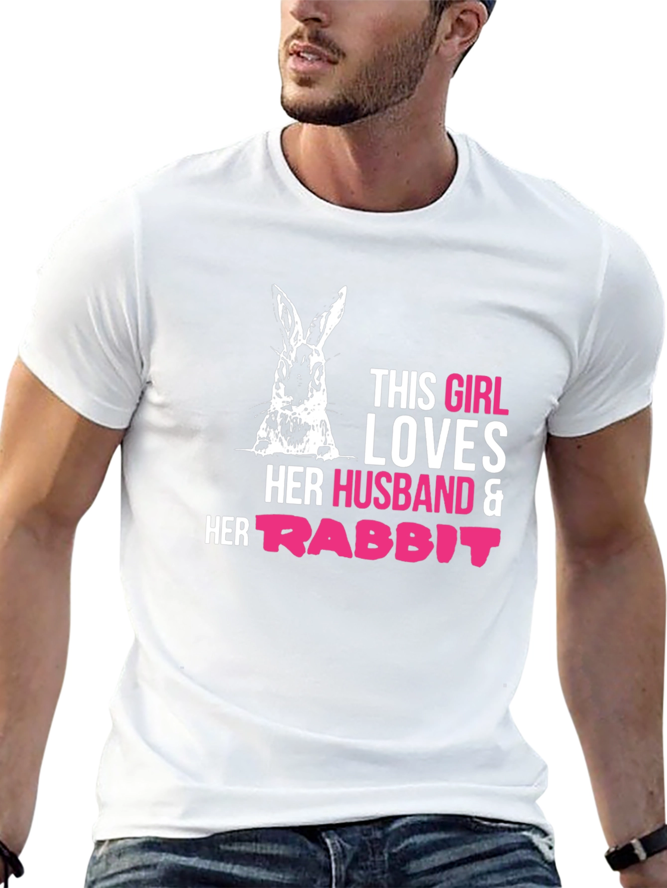 Black Girl Loves Husband and Rabbit T-Shirt view 13