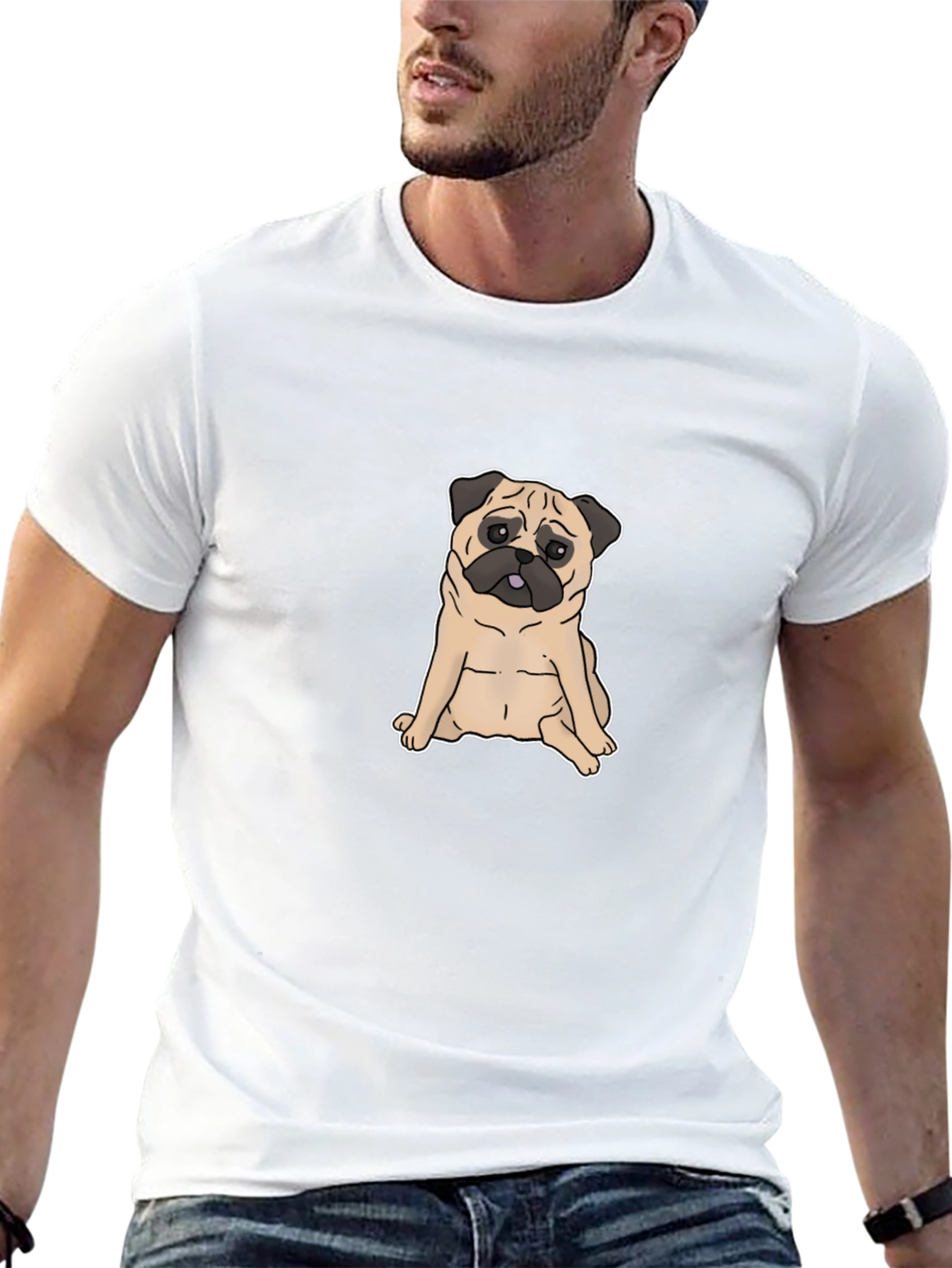 Black Pug Graphic T-Shirt - Black Cotton Tee view 13
