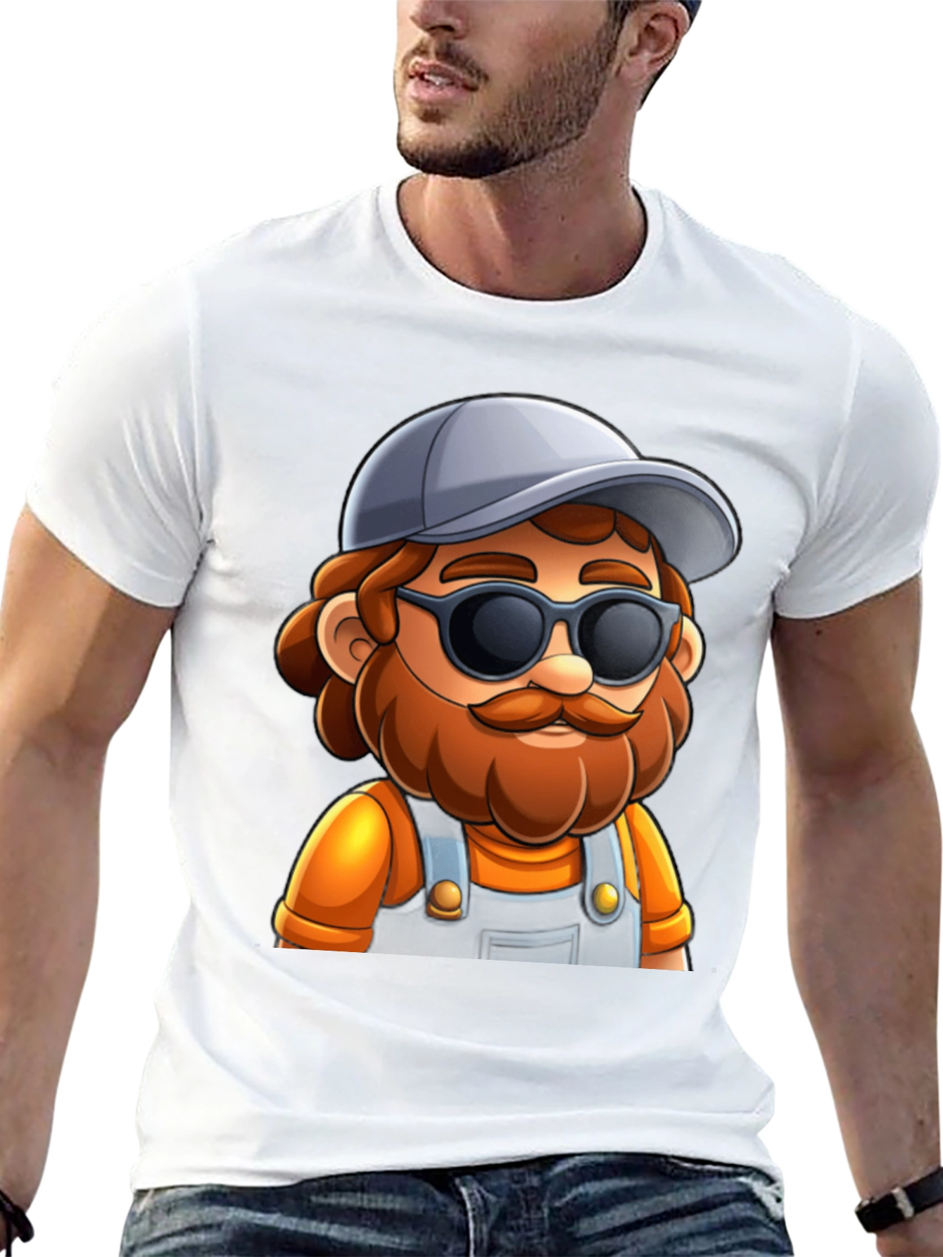 Cartoon Character Graphic Tee - Cool Carpenter Style - 13