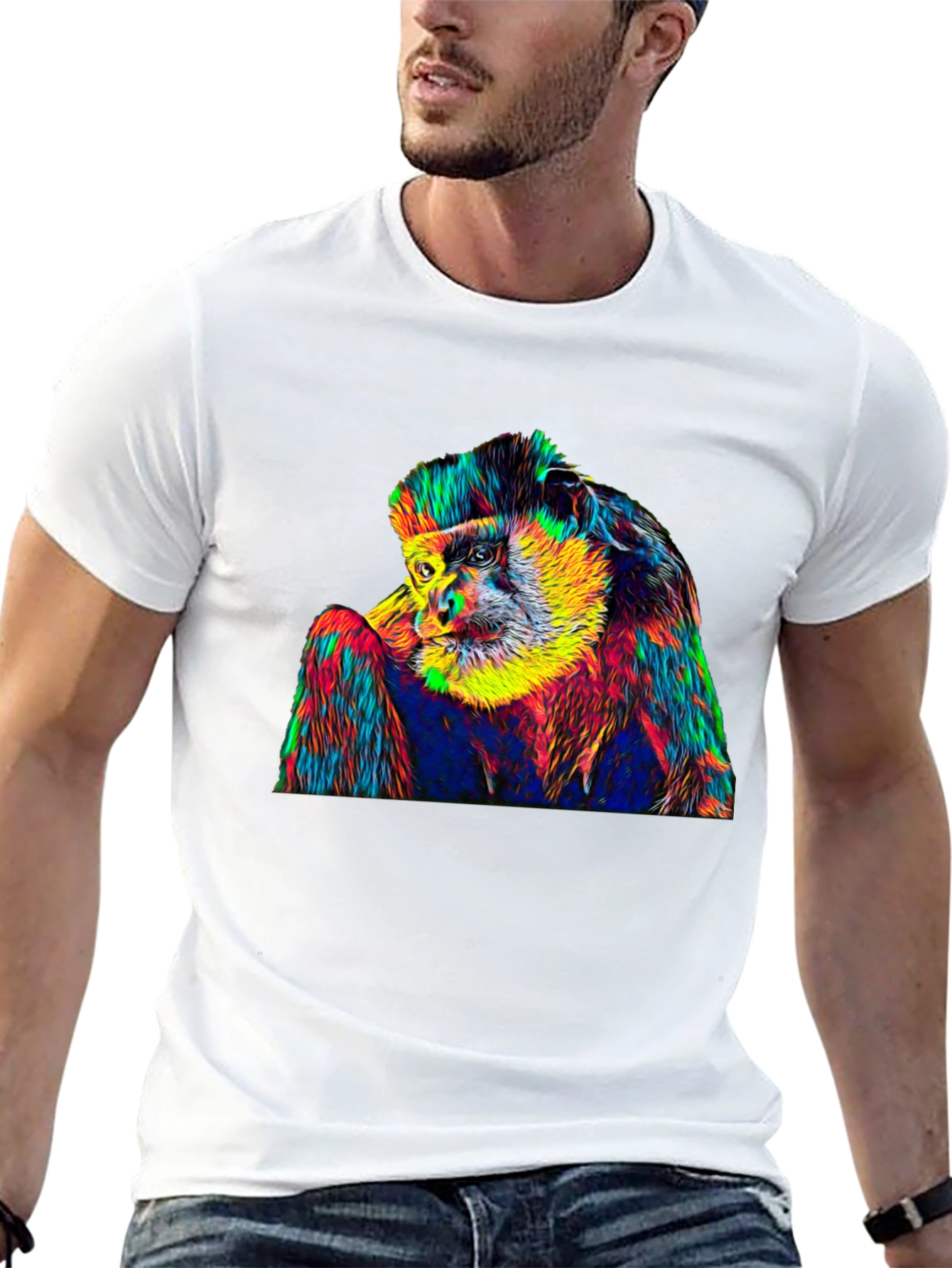 Black Psychedelic Monkey Graphic T-Shirt view 13