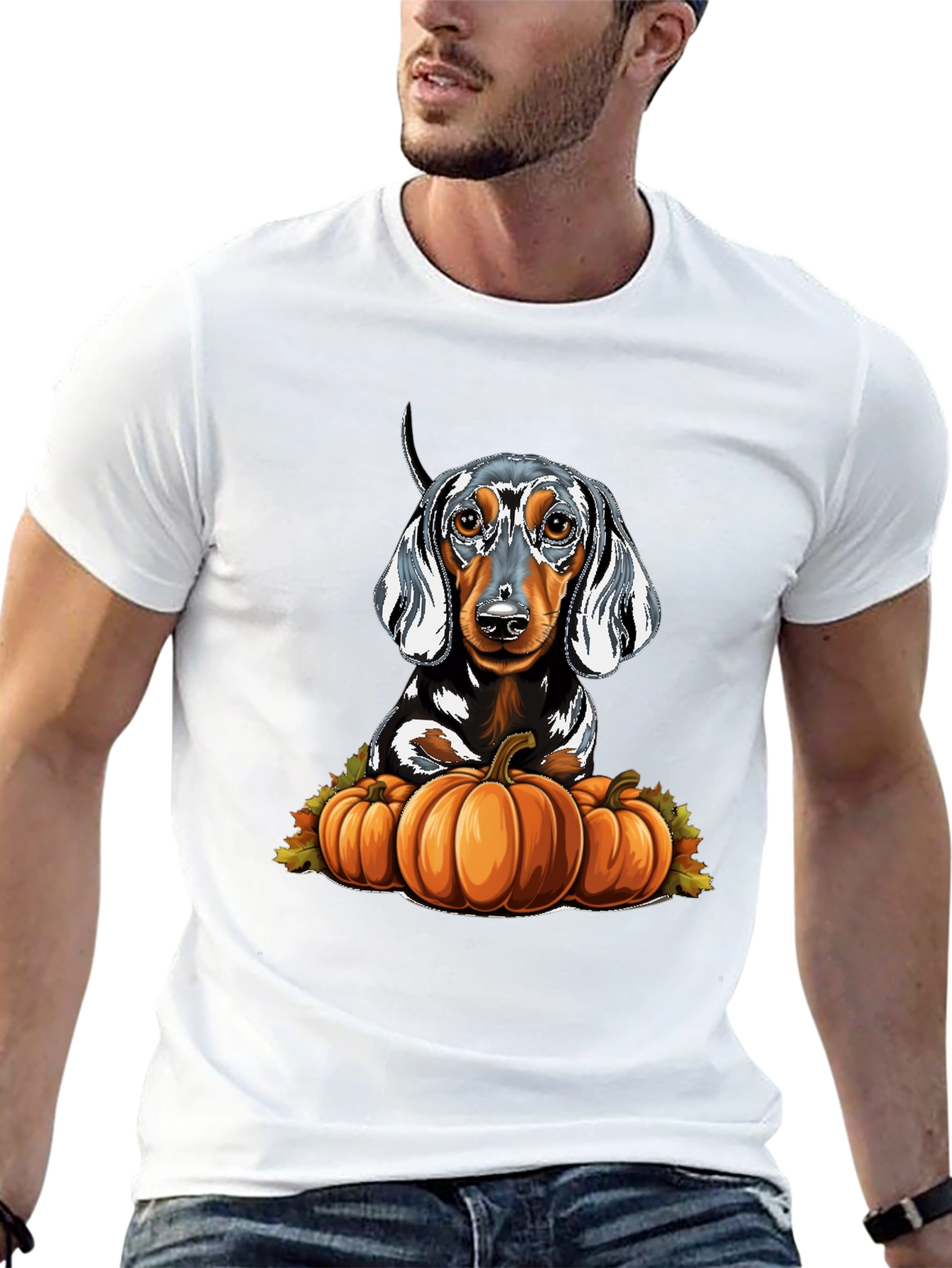 Black Dachshund & Pumpkins Graphic Tee view 13