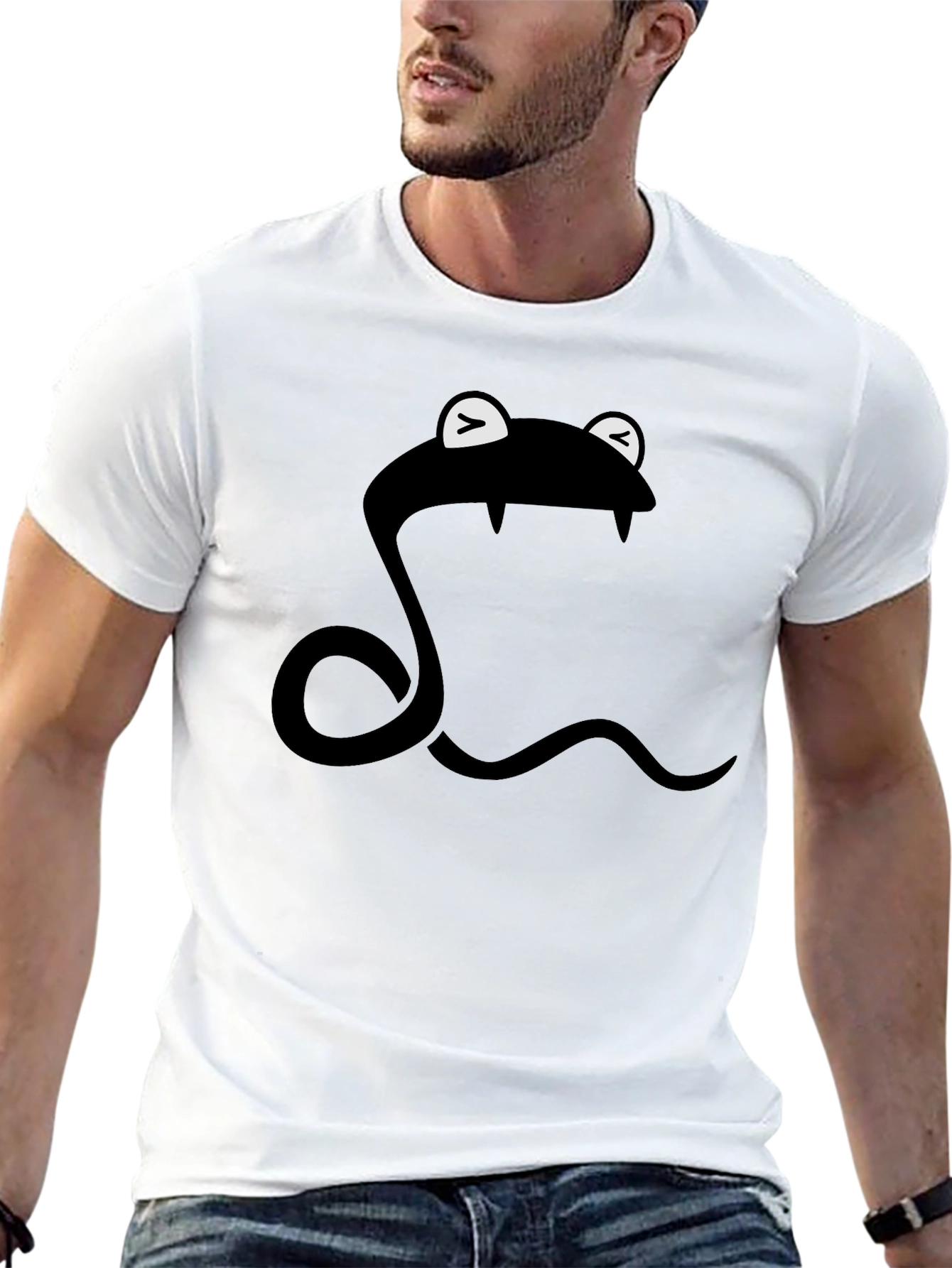 Black Snake T-Shirt - Cartoon Style - Black view 13