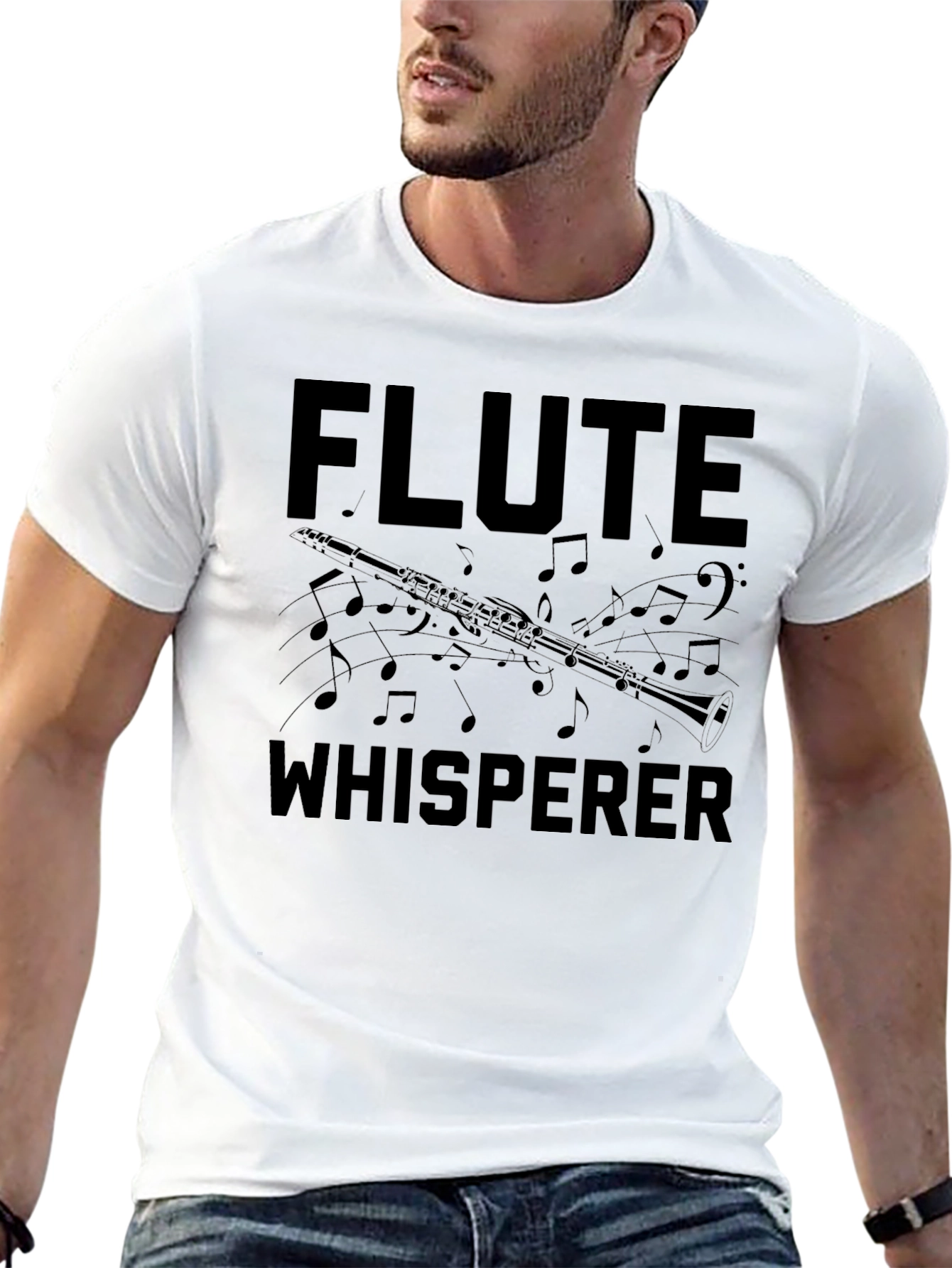 Black Flute Whisperer Black T-Shirt - Music Lover Tee view 13