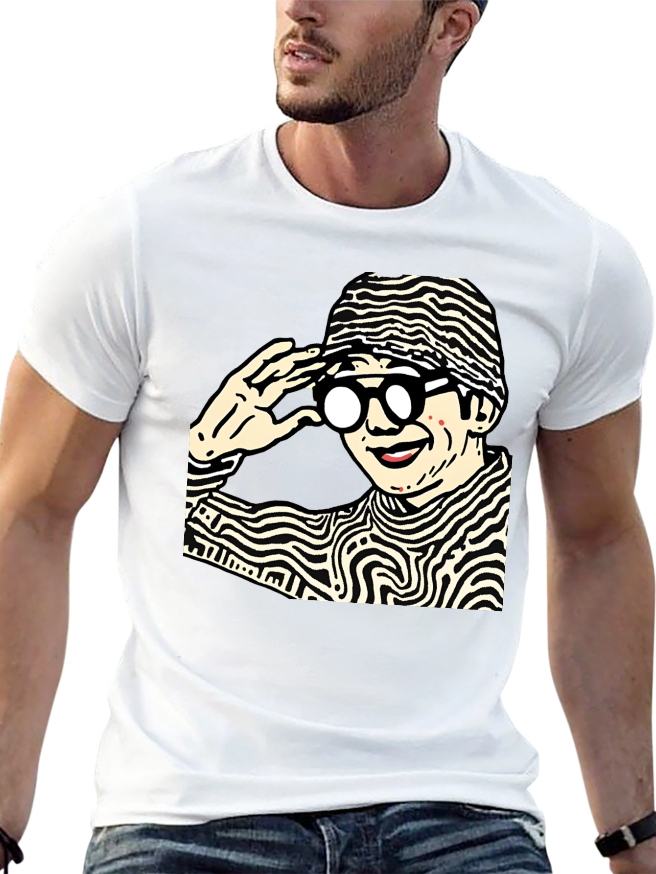 Black Funky Graphic Print Black Cotton T-Shirt view 13