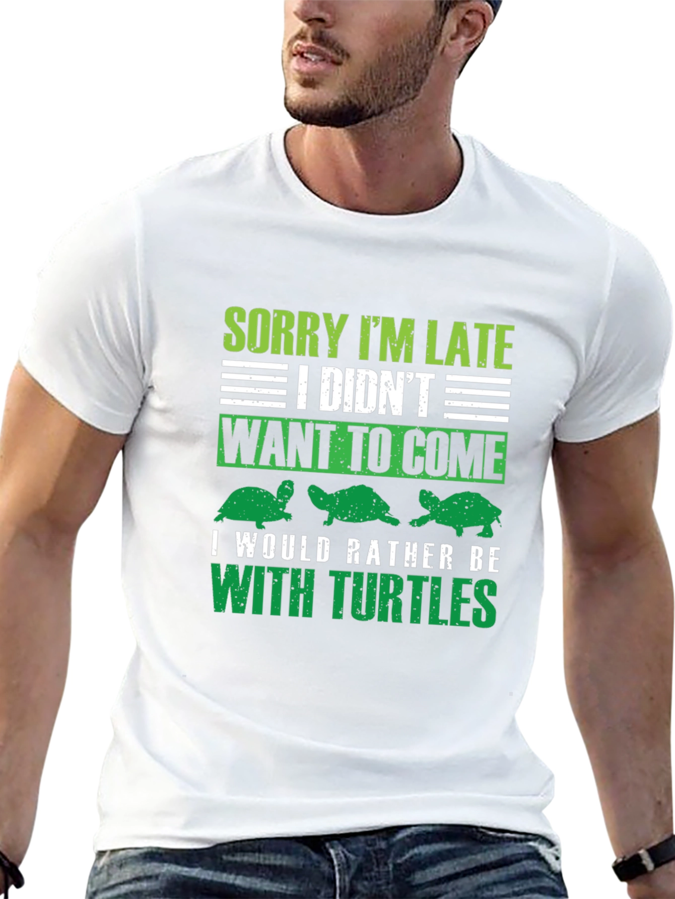 Black Sorry I'm Late Turtles T-Shirt view 13