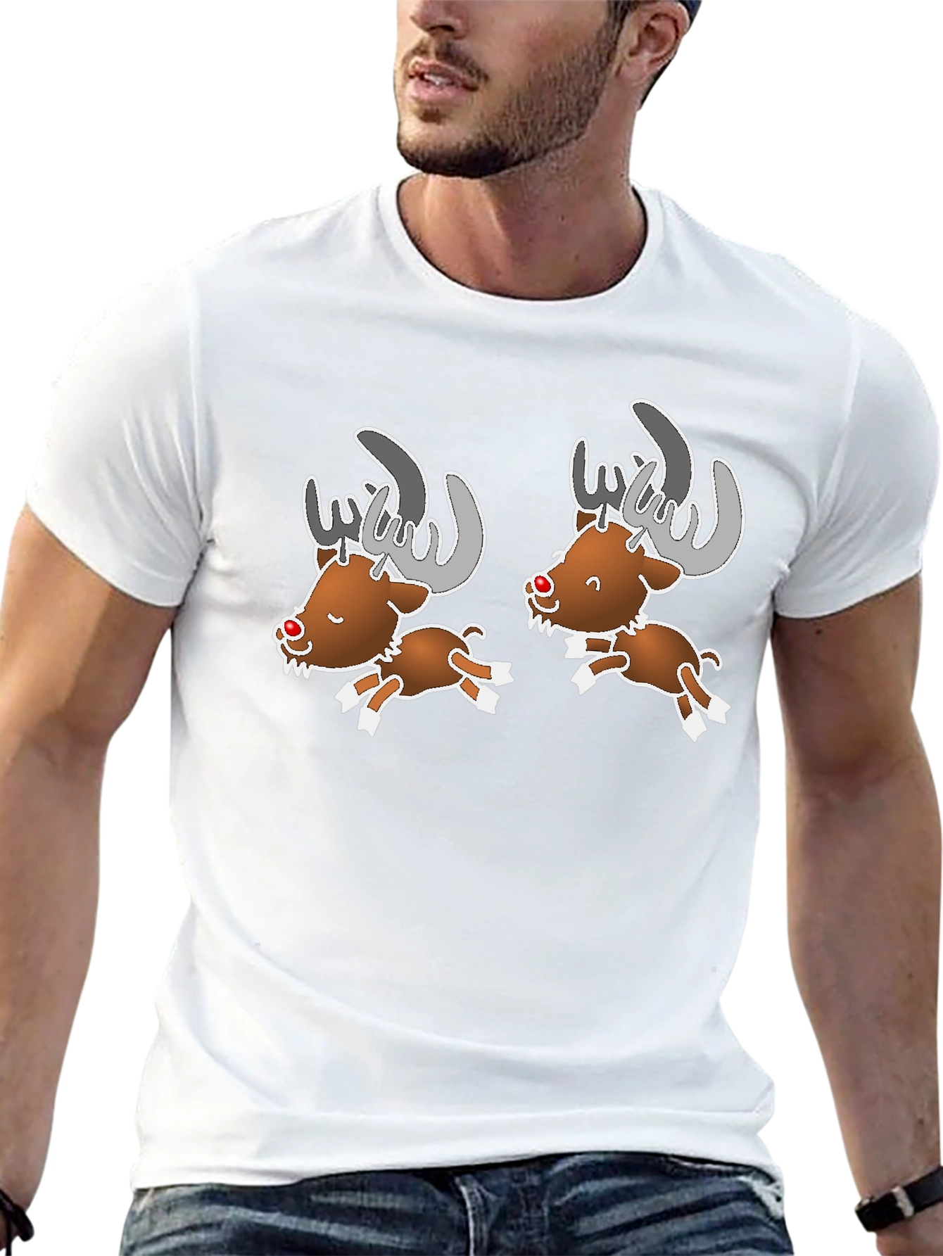 Black Cartoon Reindeer Graphic Tee view 13