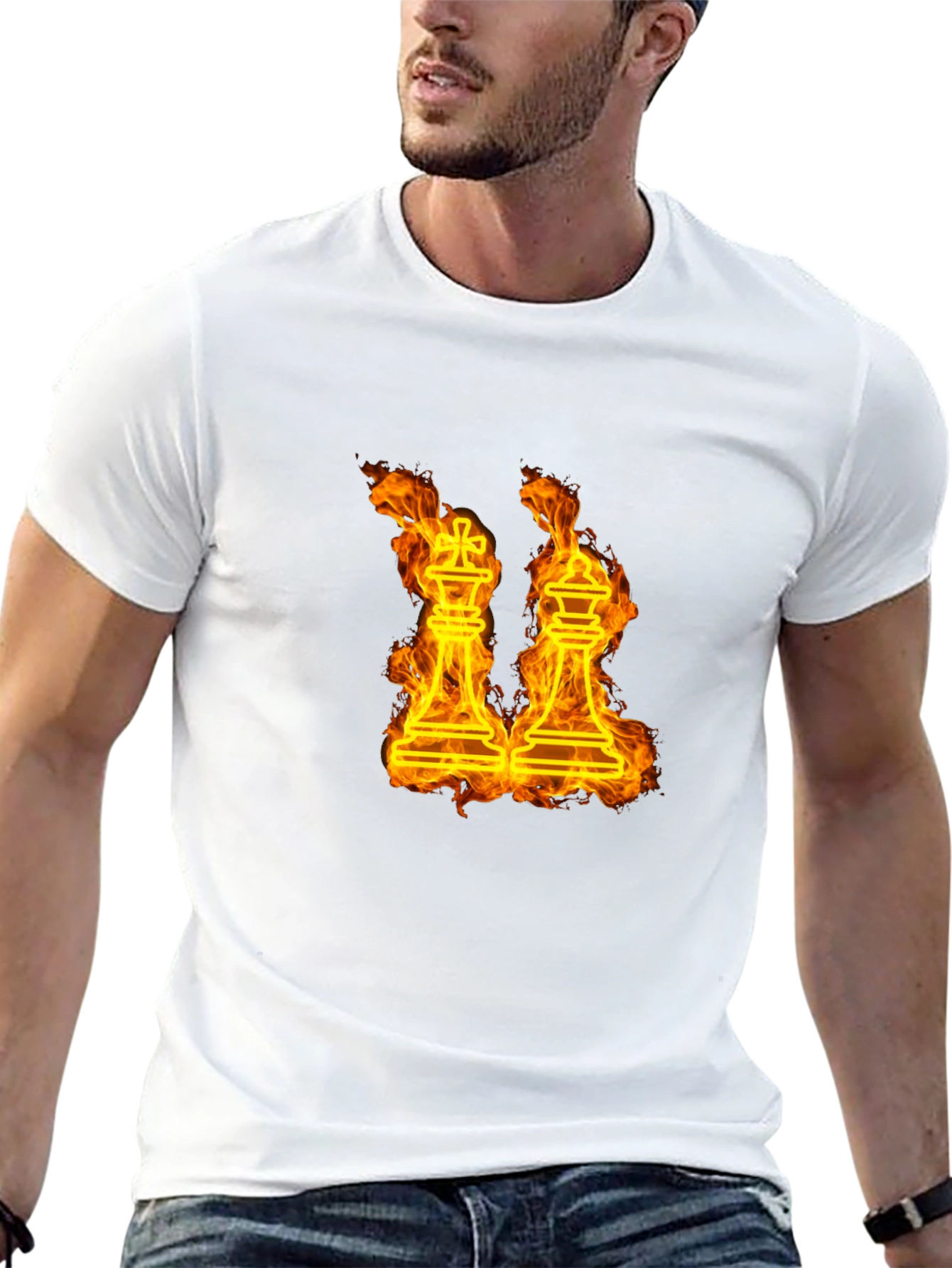 Black Fiery Chess Kings T-Shirt view 13