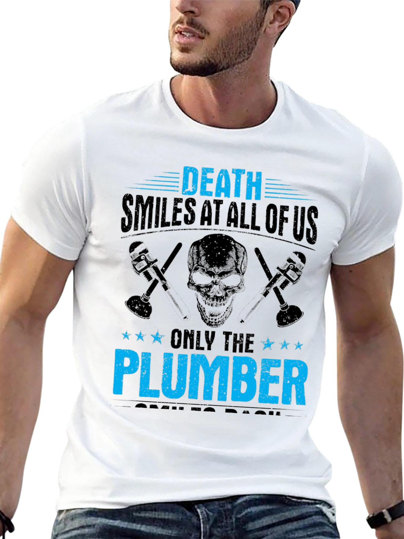Black Death Smiles At All Of Us Plumber T-Shirt view 13