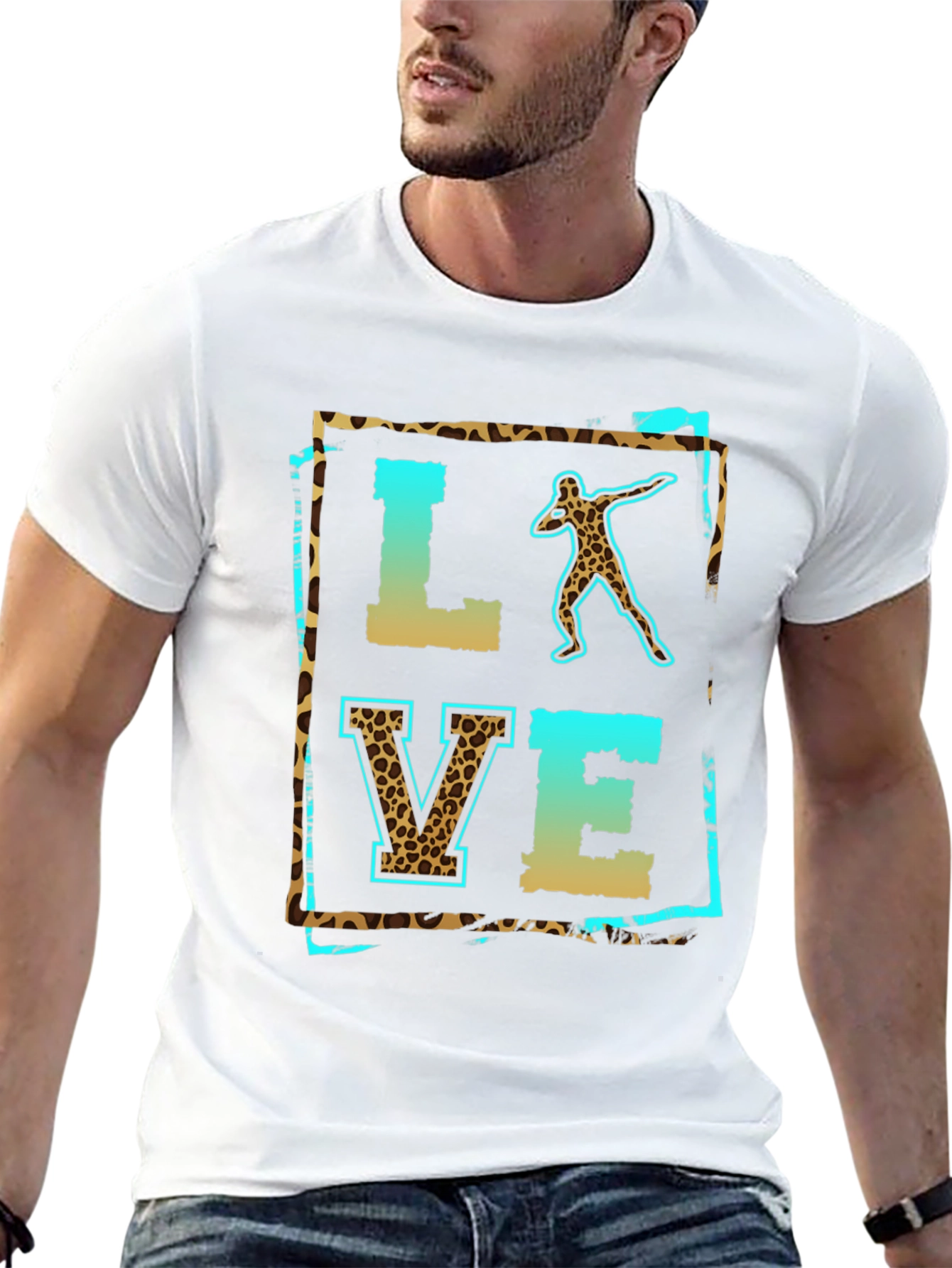 Leopard Print LOVE Shot Put T-Shirt - 13