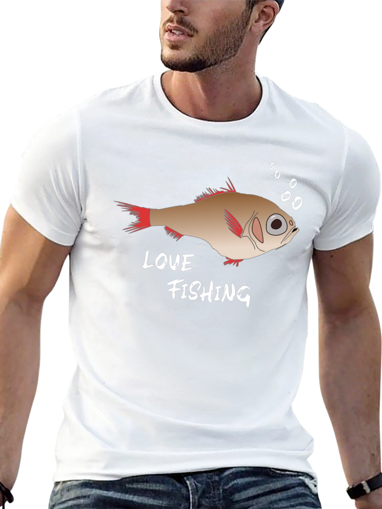 Black Love Fishing Graphic Tee - Black Cotton T-Shirt view 13