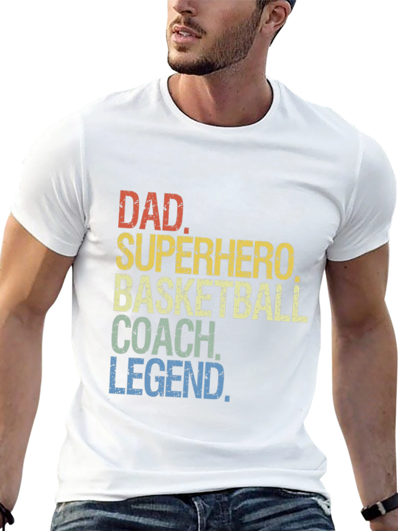 Black Dad Superhero Basketball Coach Legend T-Shirt view 13