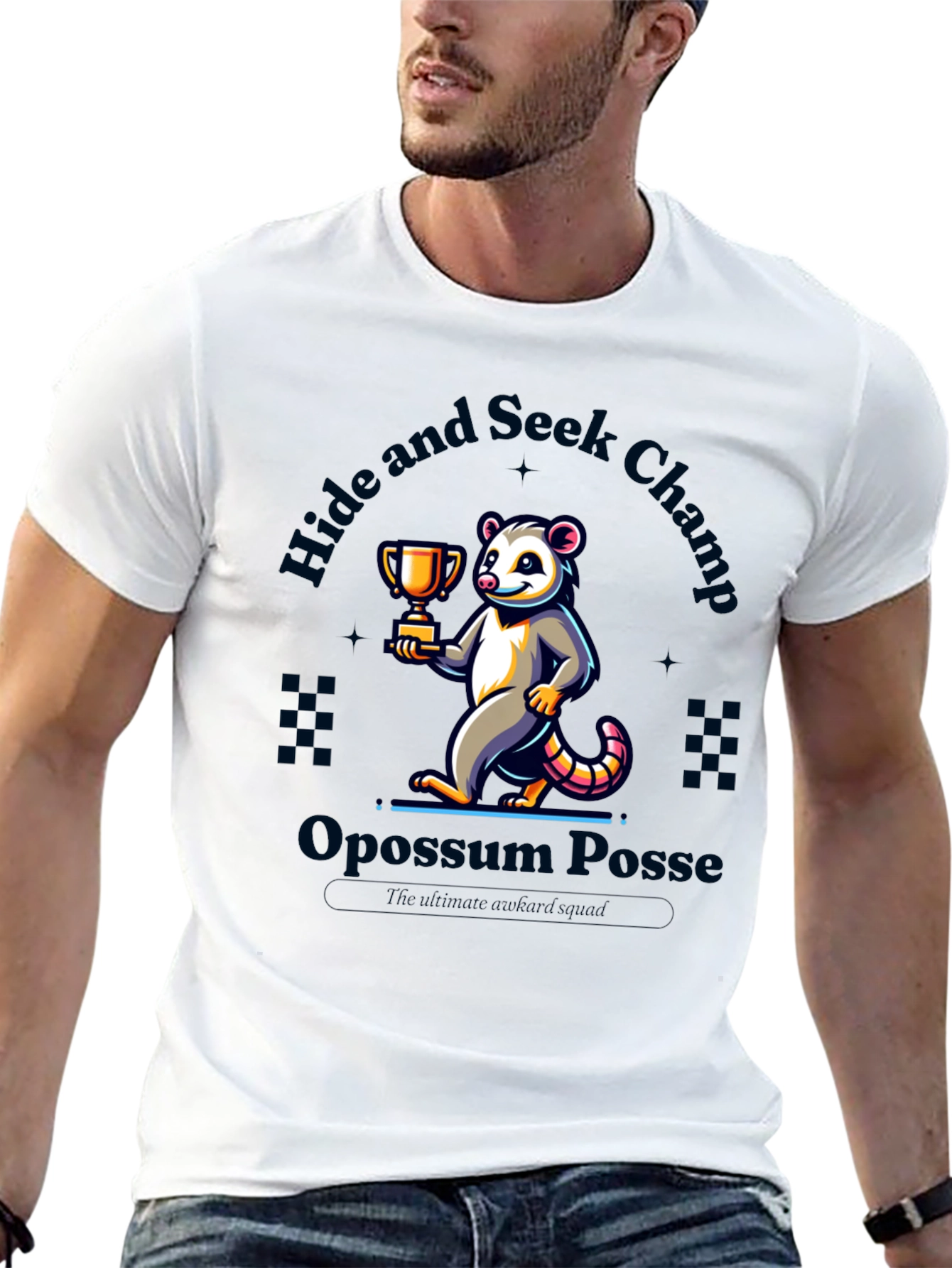 Black Opossum Hide & Seek Champ T-Shirt view 13
