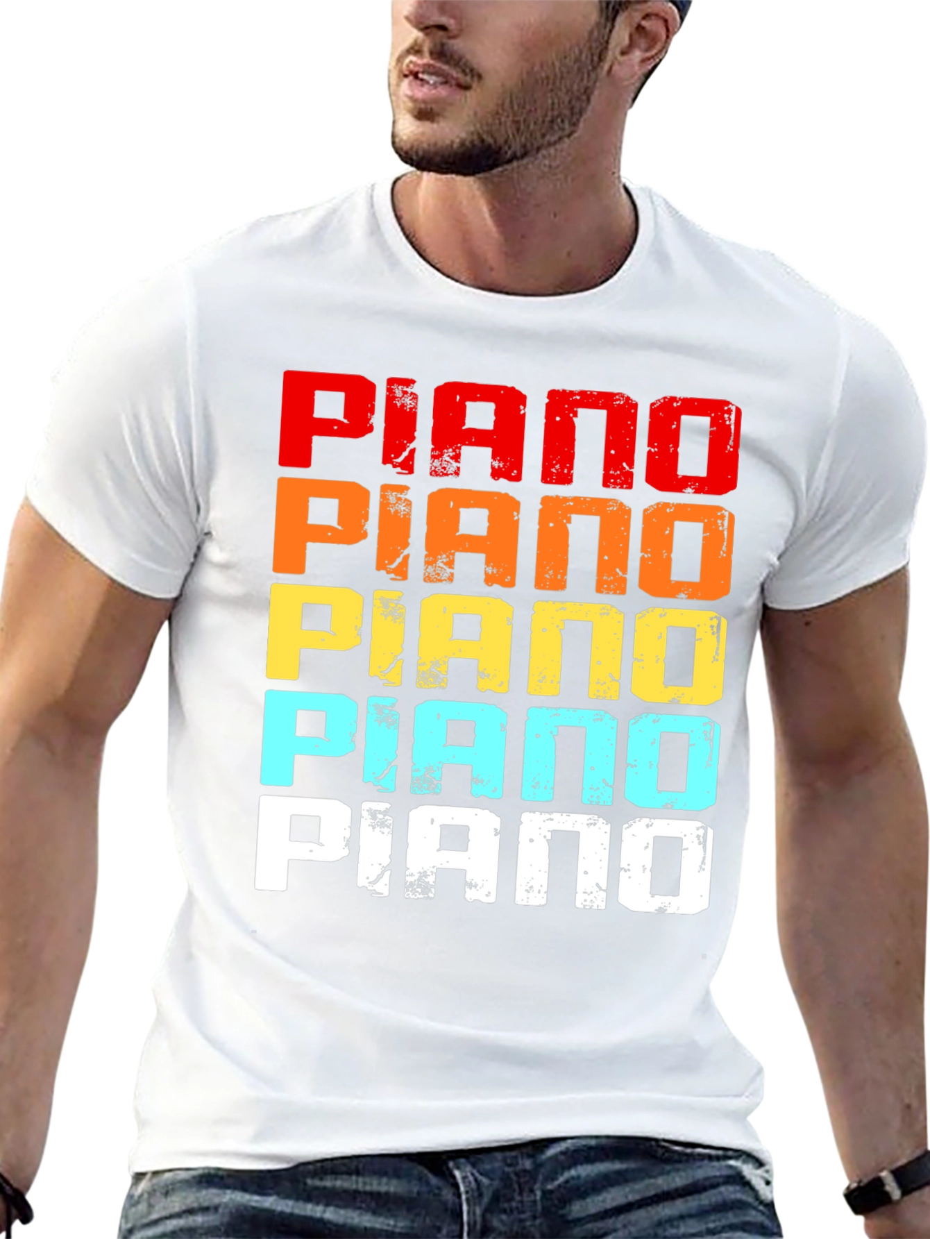 Black Retro Piano Graphic Tee - Music Lover T-Shirt view 13