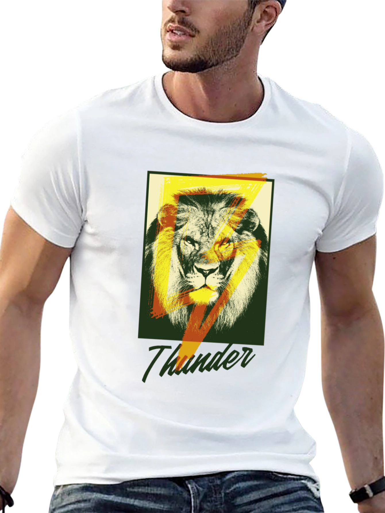 Black Lion Thunder Graphic Tee - Stylish Black T-Shirt view 13