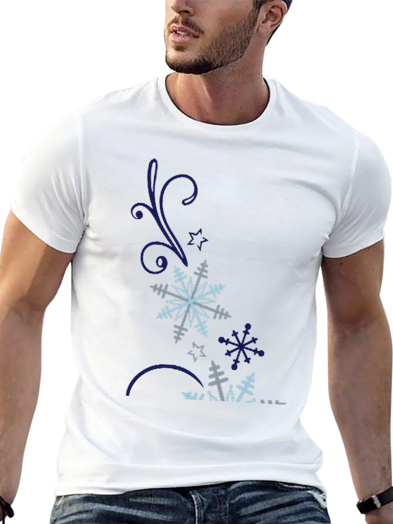 Black Snowflake Graphic Tee - Black Cotton Blend view 13