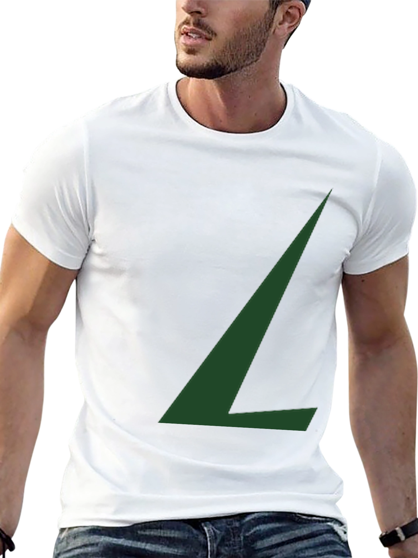 Black Minimalist Green L Graphic Black T-Shirt view 13