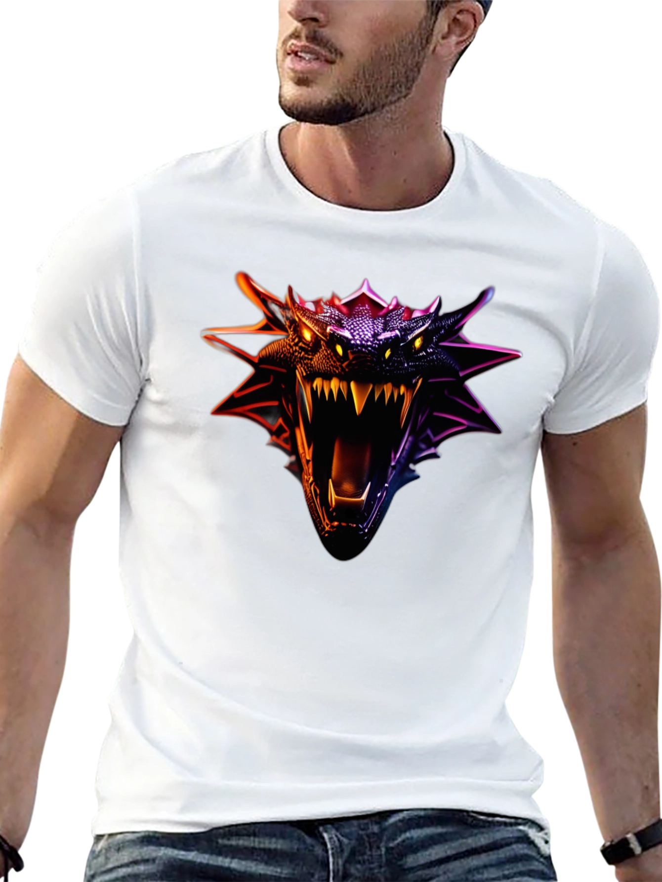 Black Dragon Head Graphic Tee - Fierce Design view 13