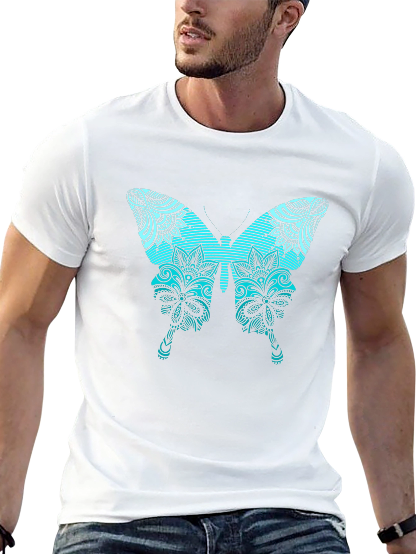 Black Butterfly Graphic Tee - Stylish Men's Black T-Shirt view 13