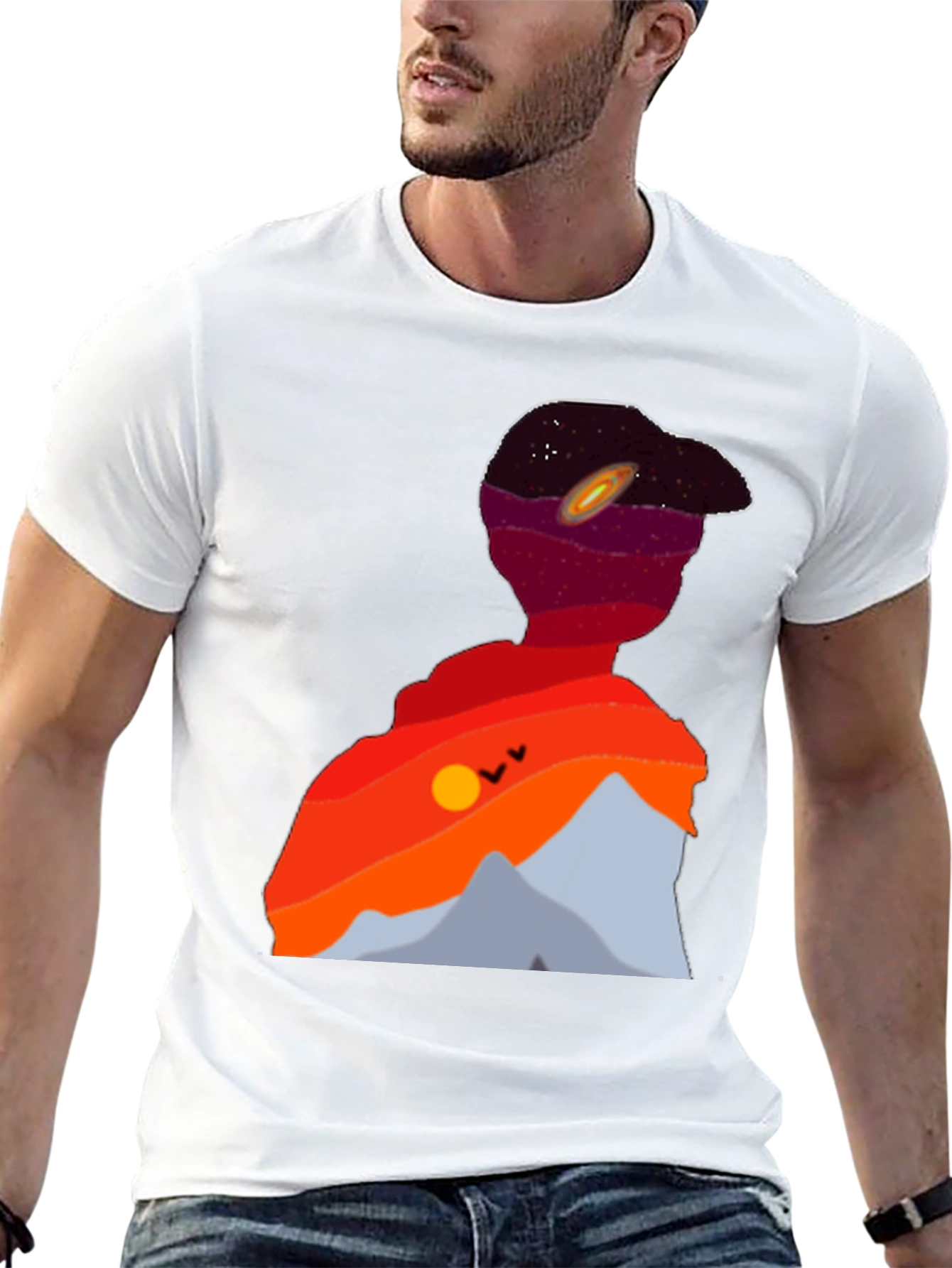 Black Cosmic Landscape Silhouette Graphic Tee - Black view 13