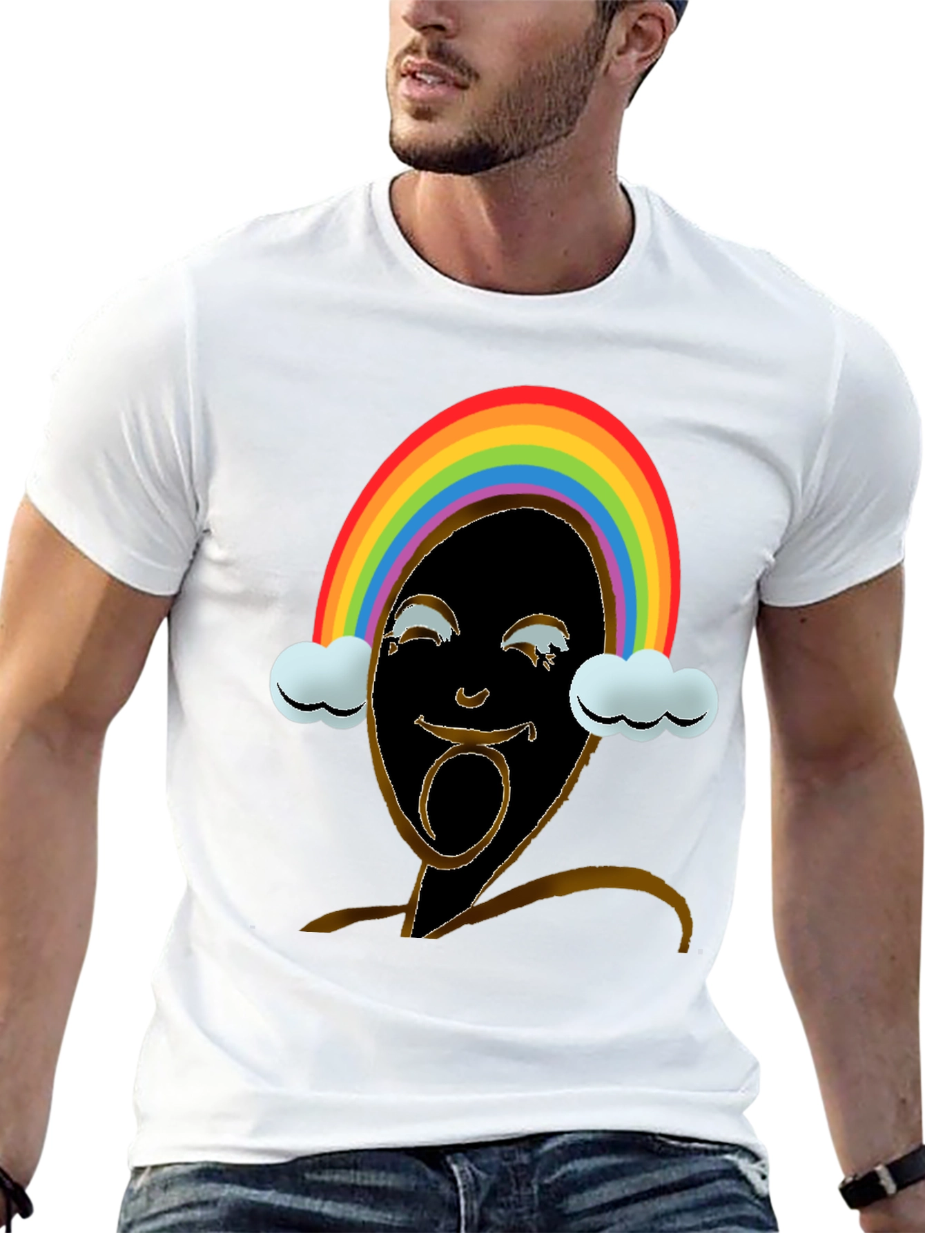 Black Rainbow Face Graphic Tee - Black view 13