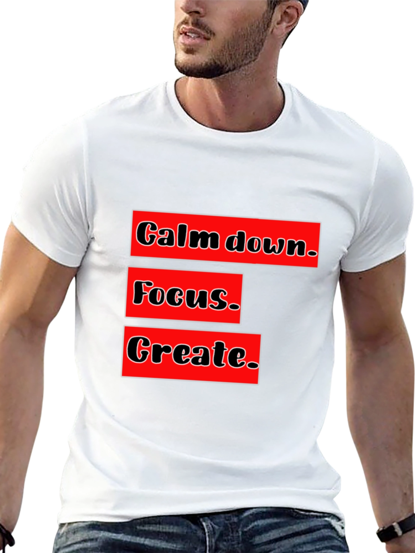 Black Calm Focus Create Graphic T-Shirt - Motivational Design view 13