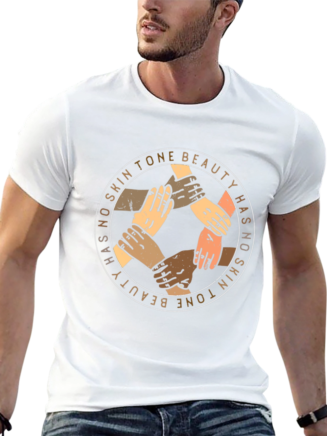 Black Unity T-Shirt: Beauty Has No Skin Tone - Unisex view 13