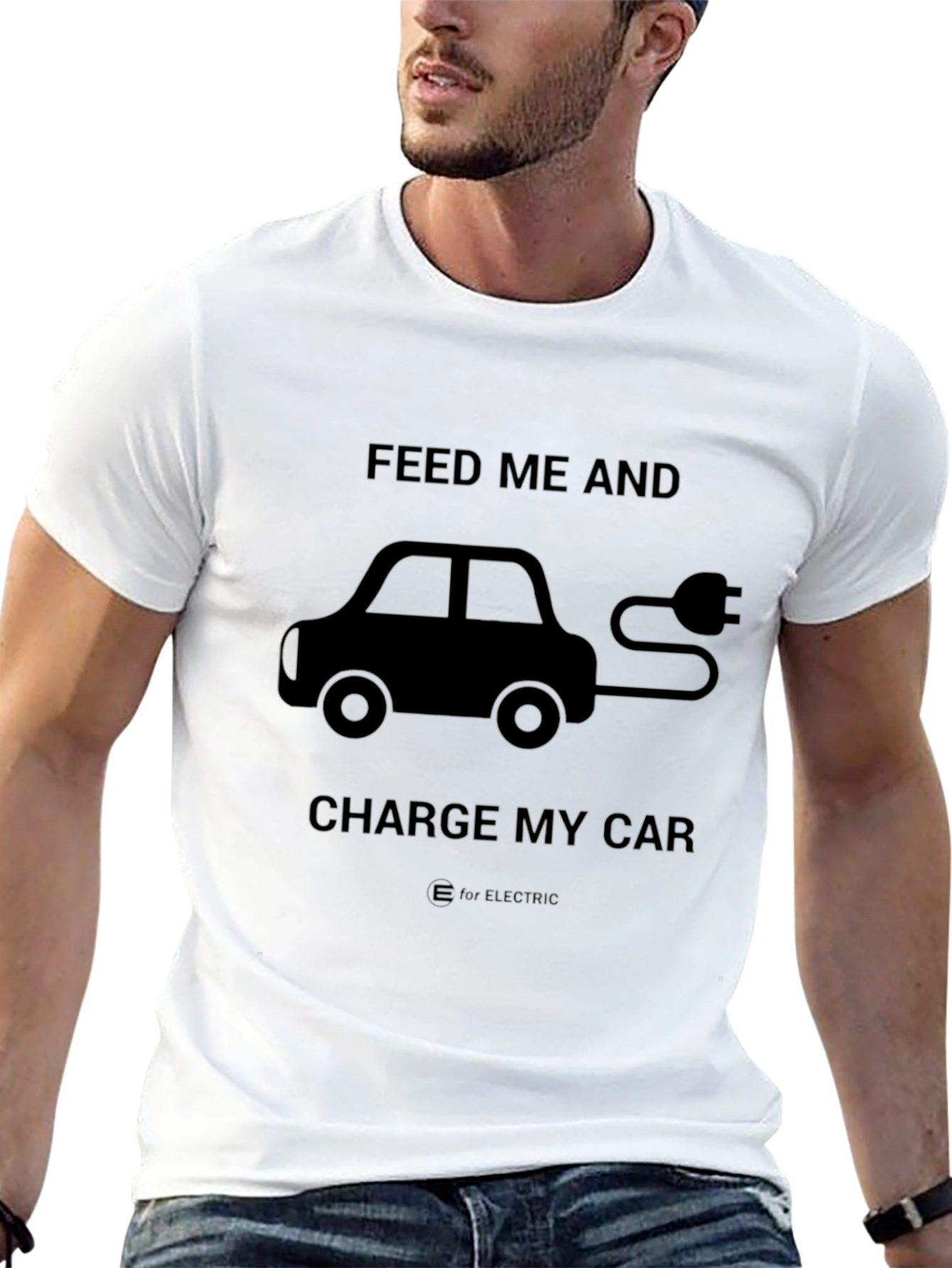 Black Electric Car T-Shirt - Feed Me and Charge My Car view 13