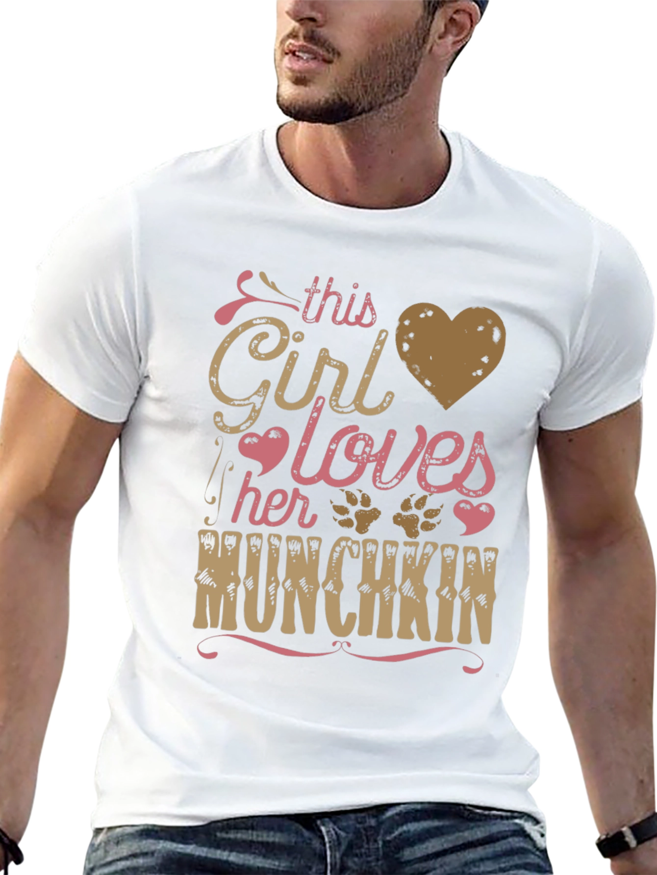 Black This Girl Loves Her Munchkin Pet Paw Print T-Shirt view 13