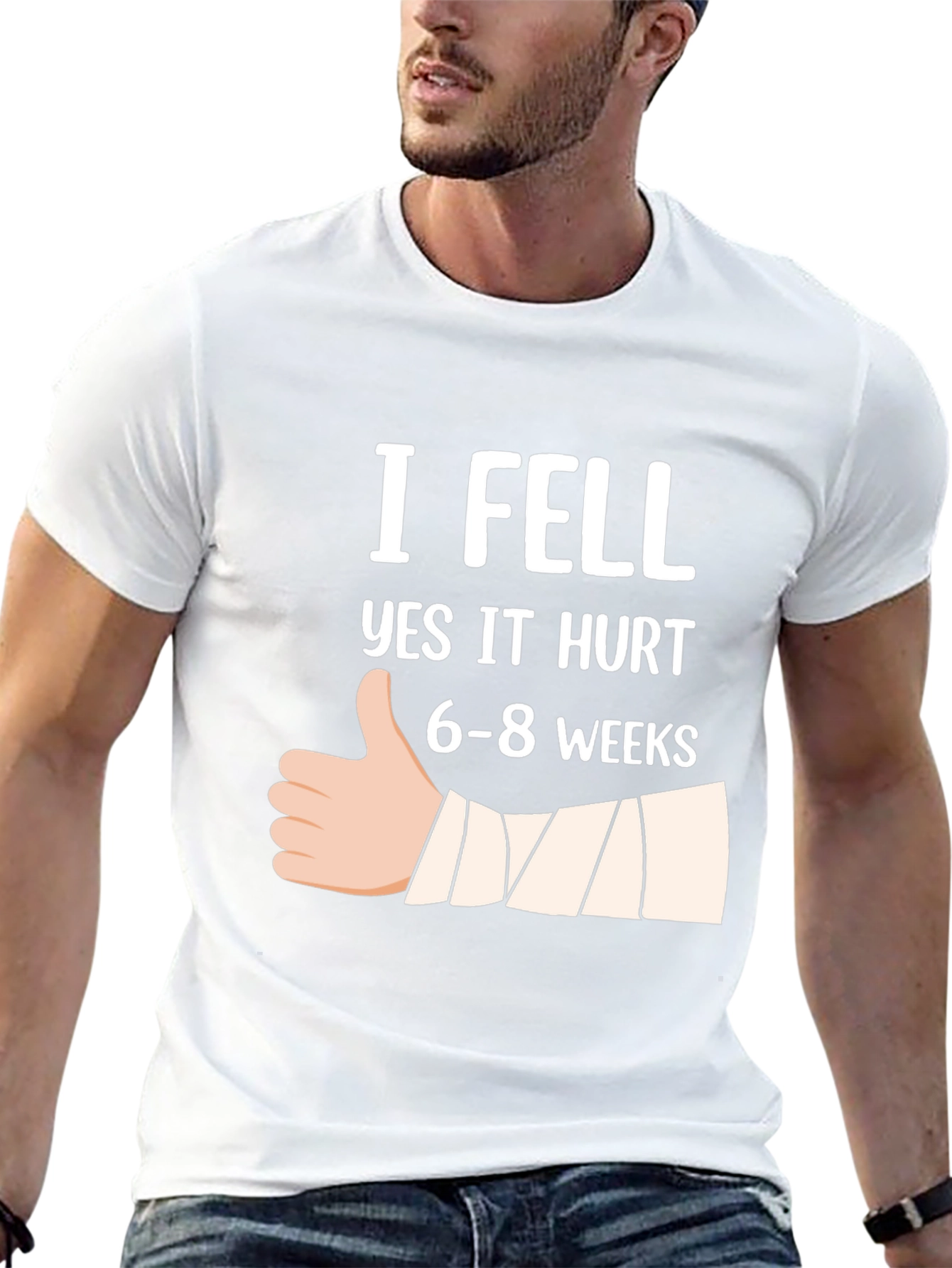Black I Fell Yes It Hurt T-Shirt Funny Broken Bone Gift view 13
