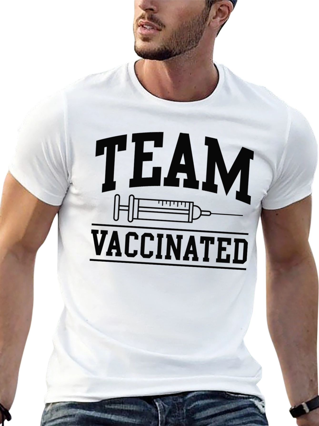 Black Team Vaccinated Graphic T-Shirt view 13