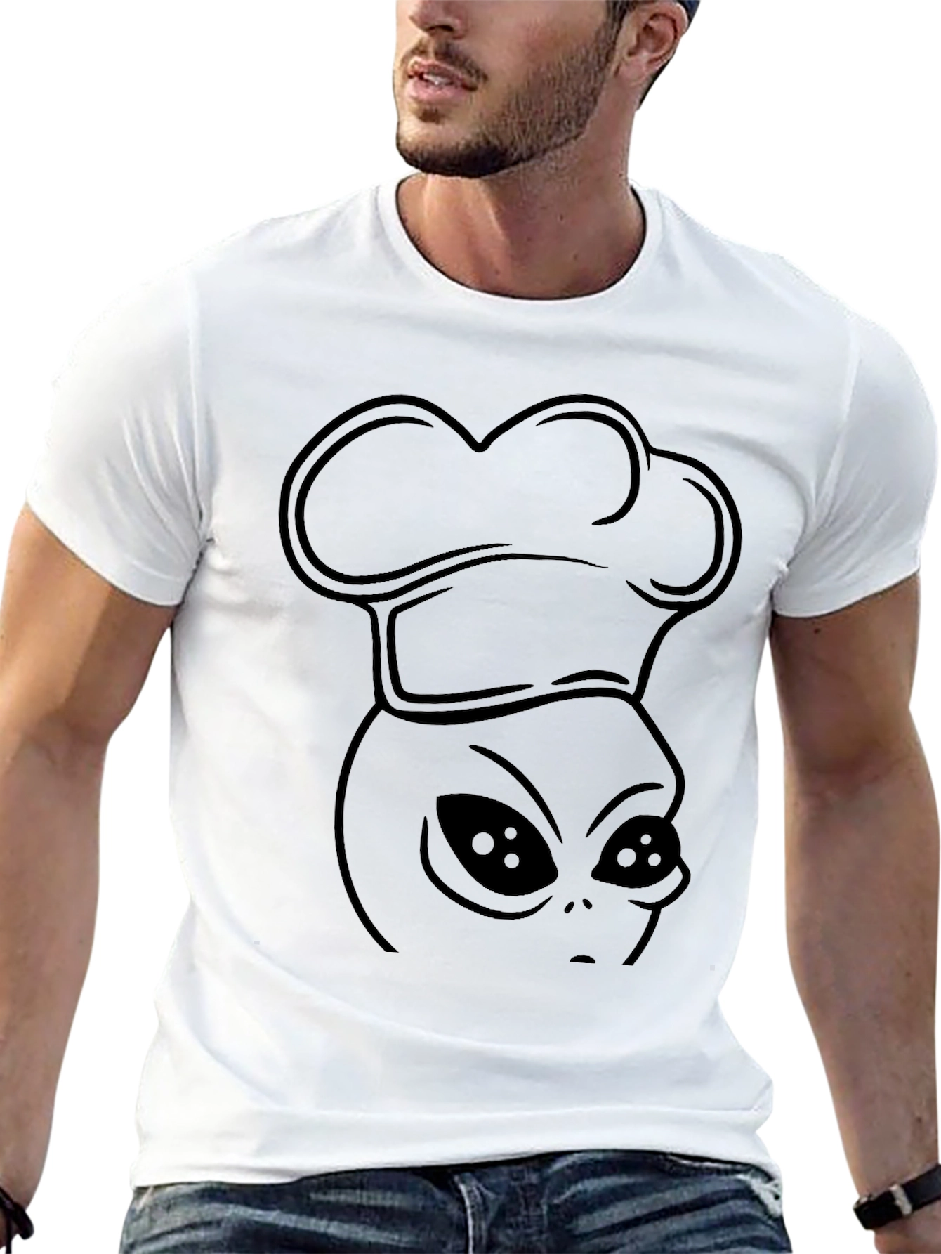 Black Alien Chef T-Shirt - Black Graphic Tee view 13