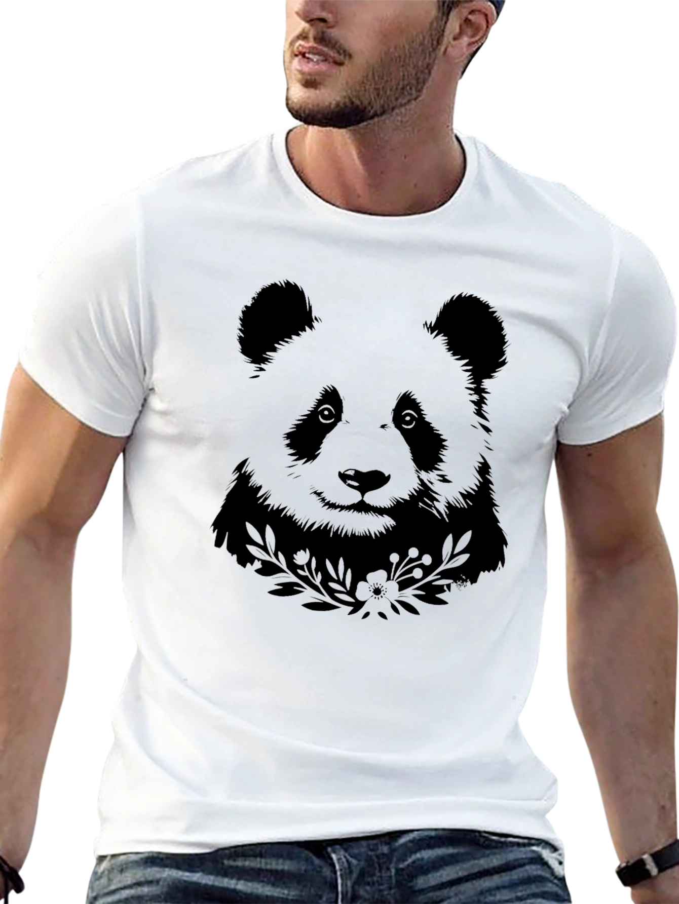 Black Black Panda Graphic Tee - Men's Casual Shirt view 13