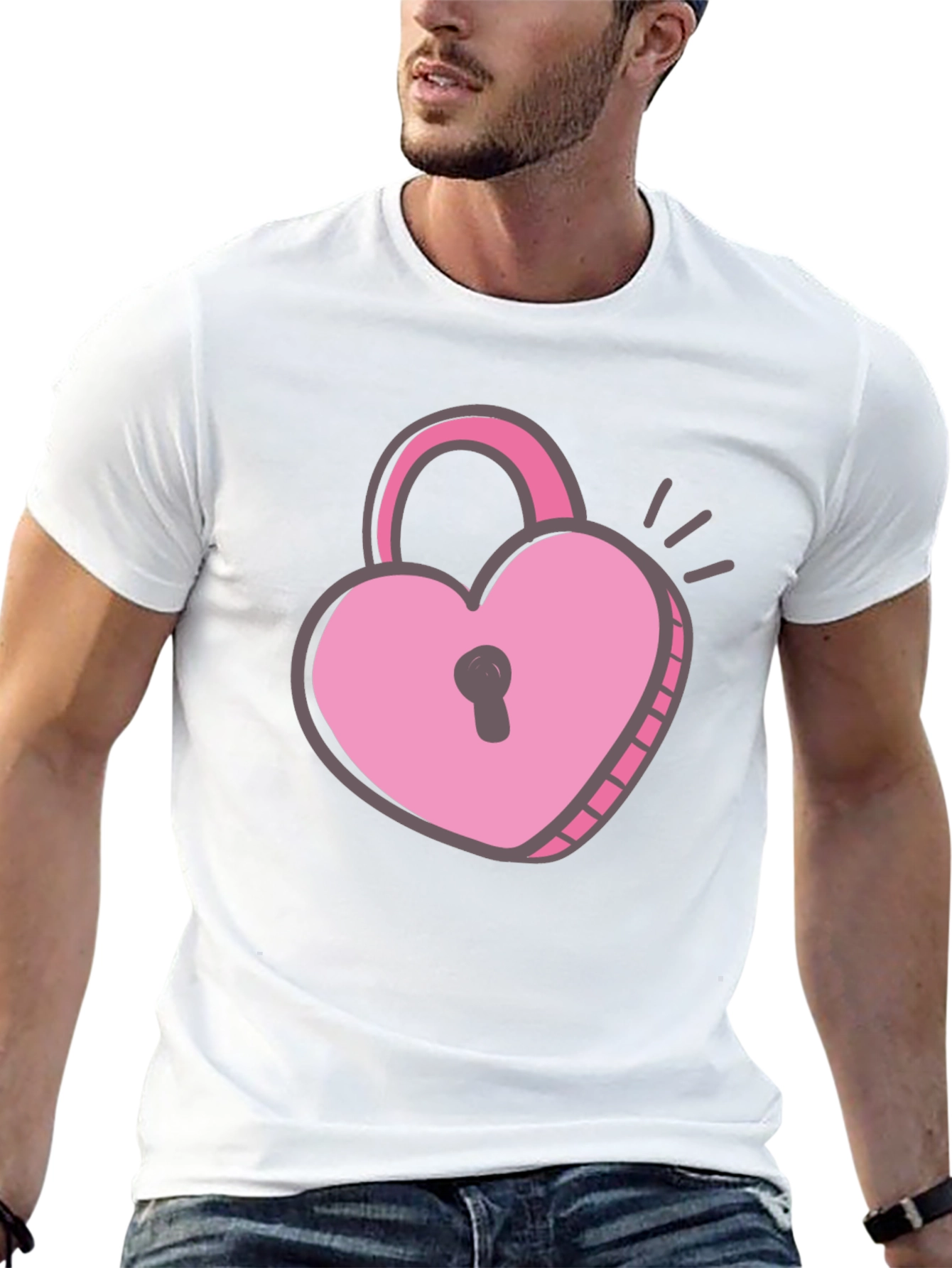 Black Heart Lock T-Shirt - Black Cotton Valentine's Day Tee view 13