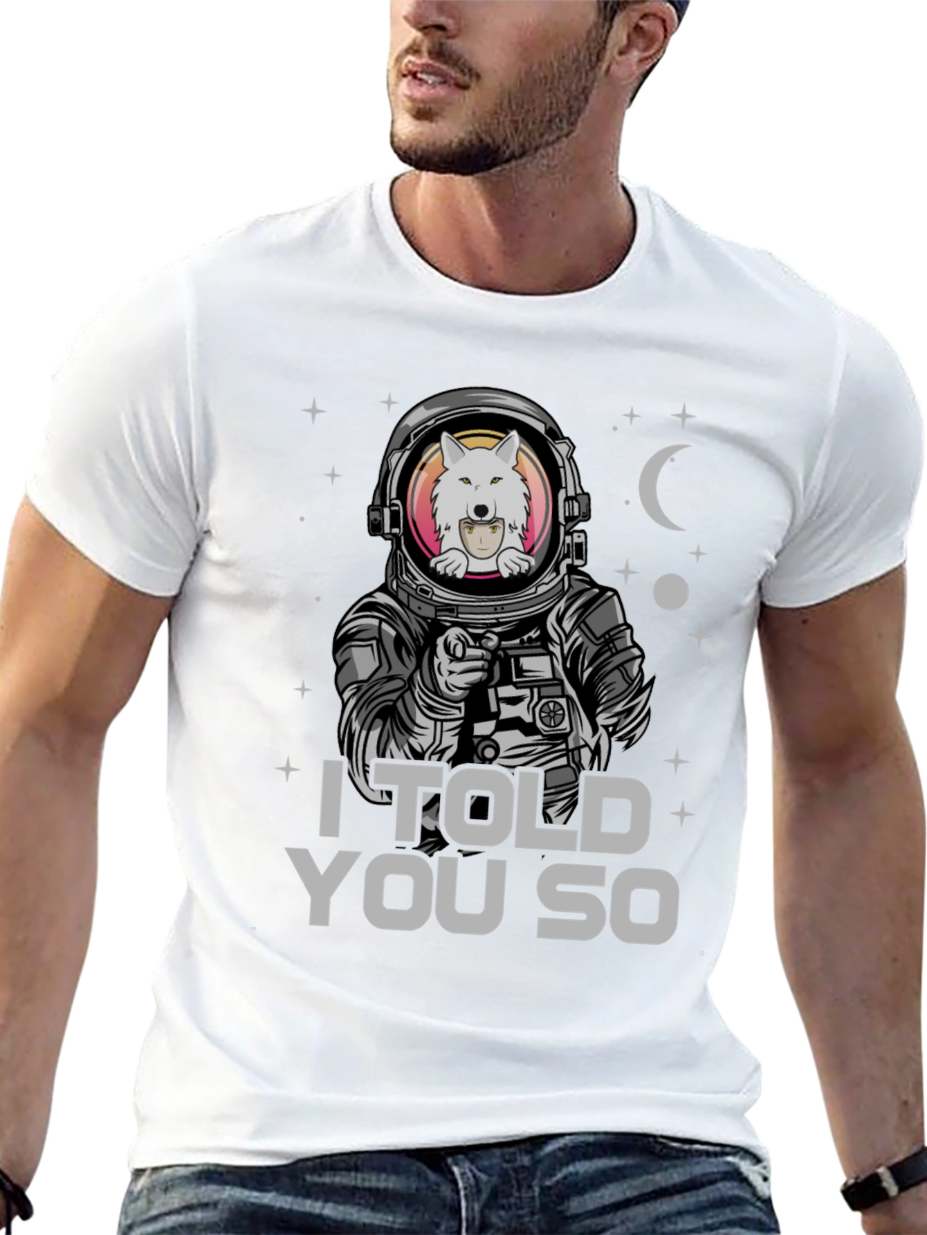 Black Astronaut Wolf T-Shirt - I Told You So view 13