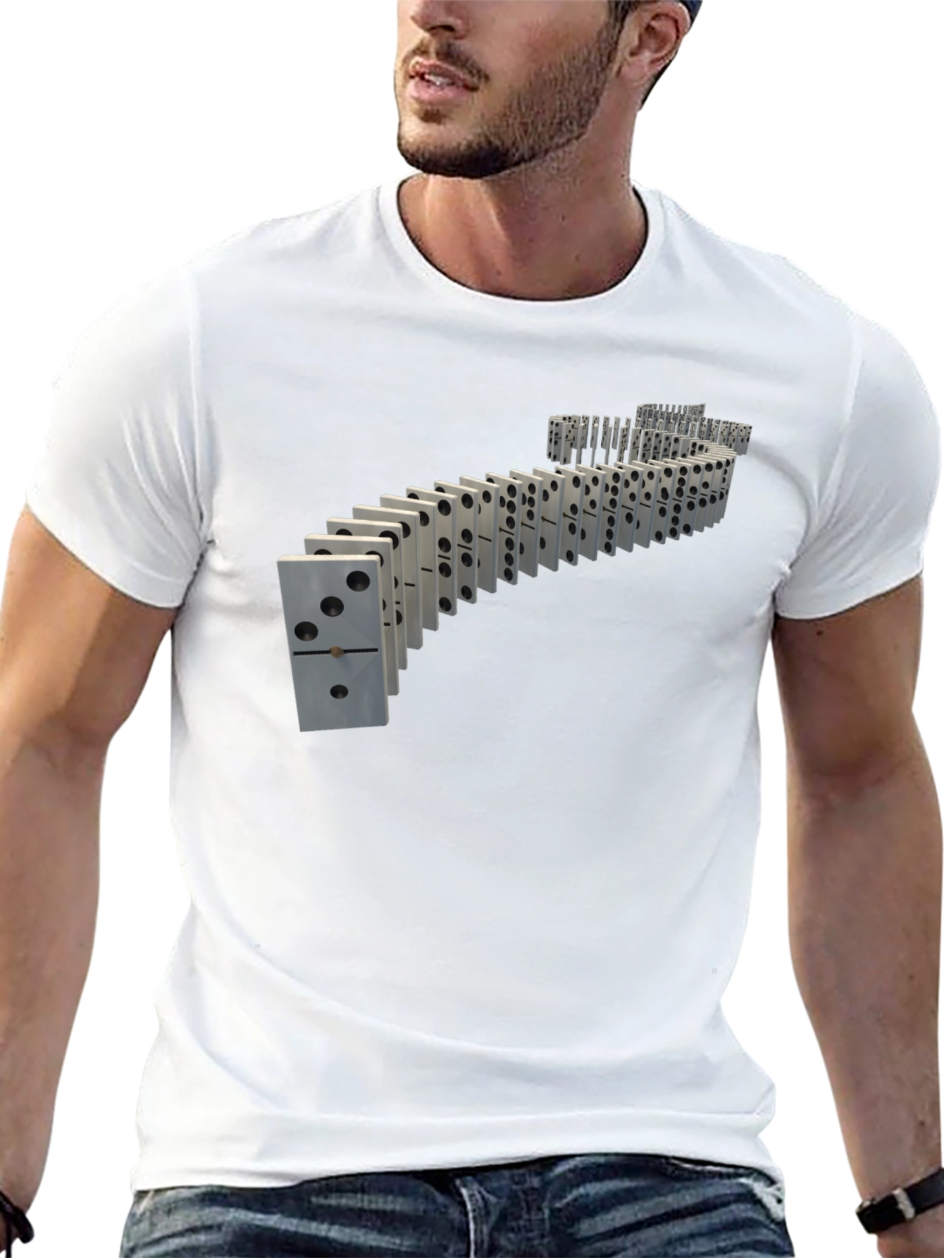 Black Domino Effect Graphic Tee - Unique Design view 13