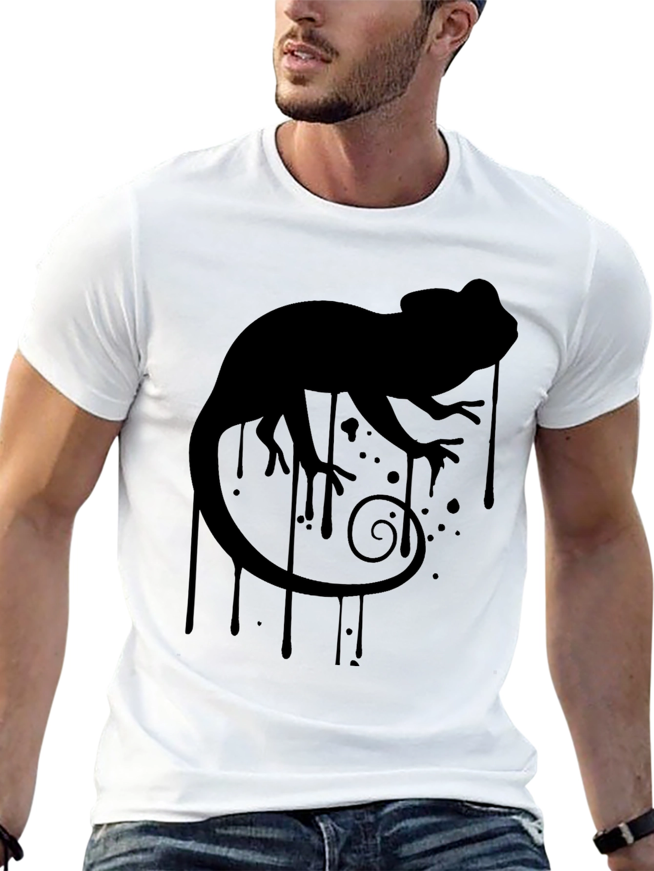 Black Chameleon Silhouette Graphic Tee - Black view 13