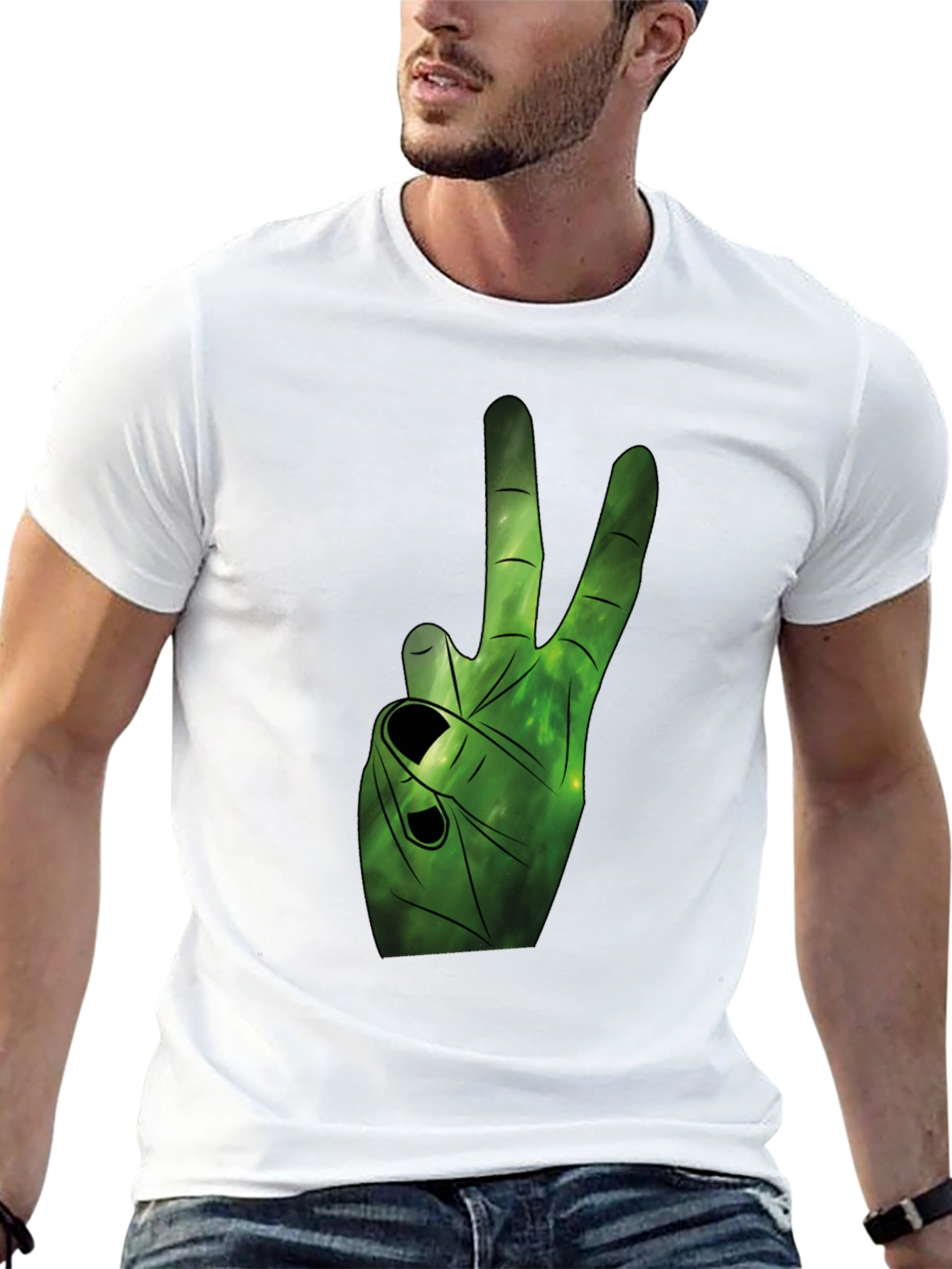 Black Peace Sign Graphic Tee - Black Cotton Comfort view 13