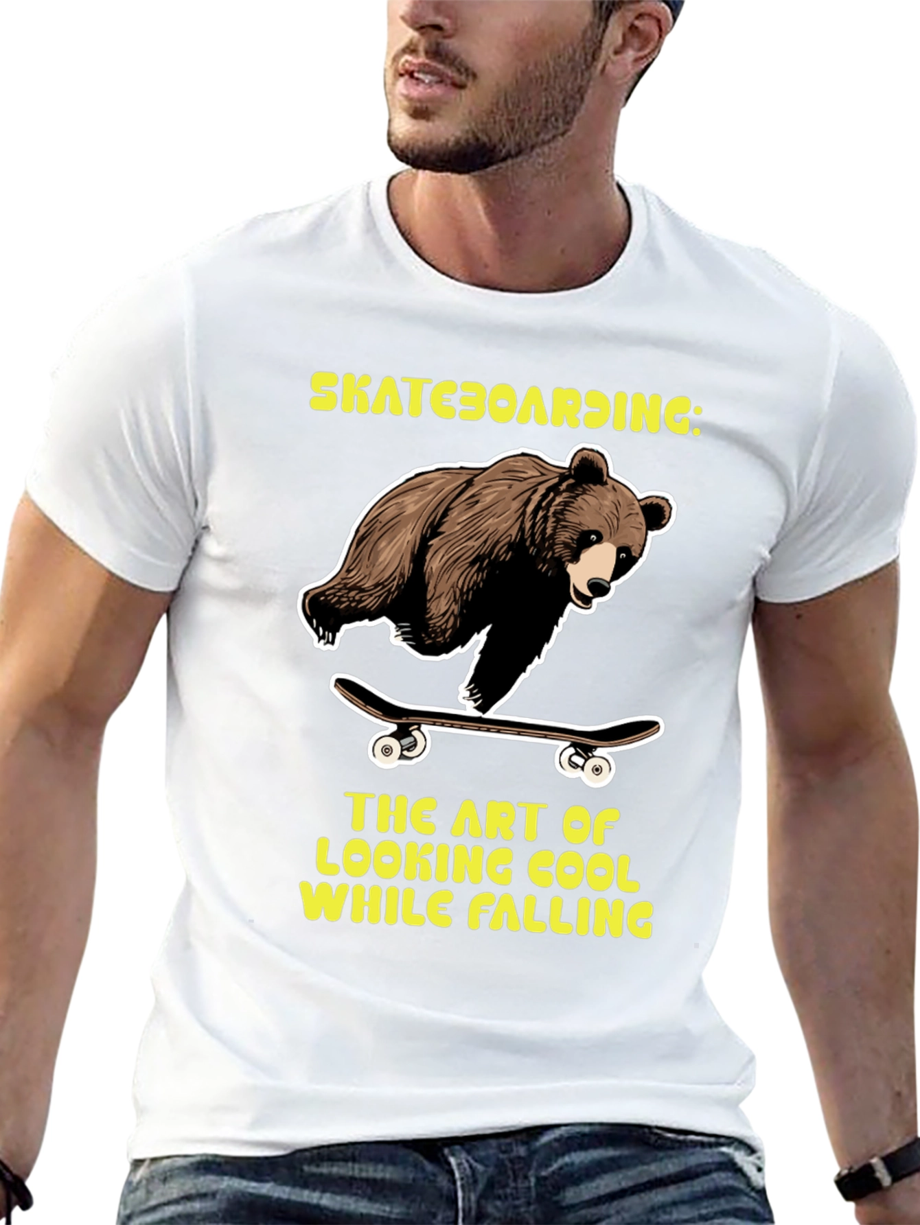 Black Skateboarding Bear Graphic Tee view 13