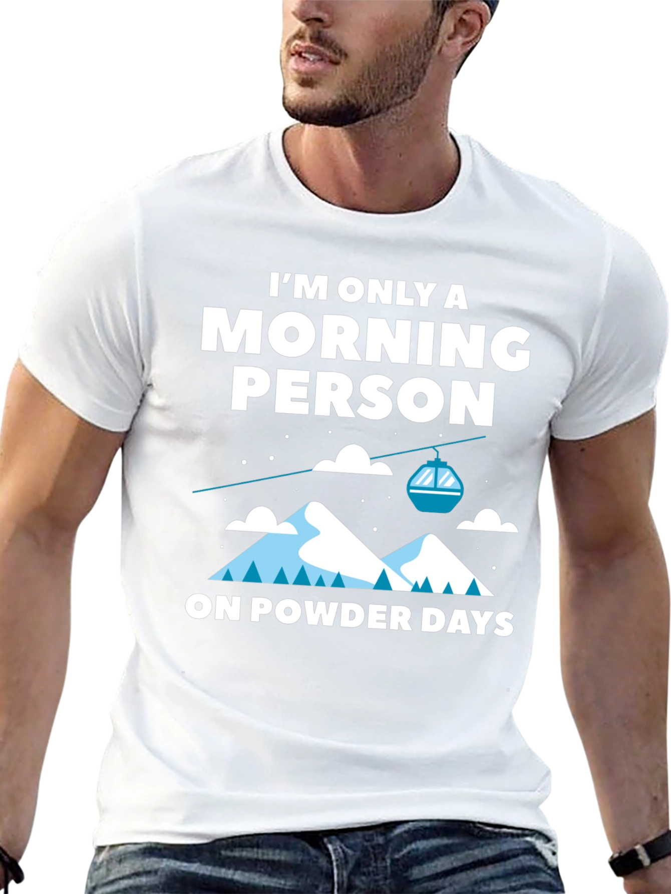 Black Morning Person Powder Days Graphic Tee view 13