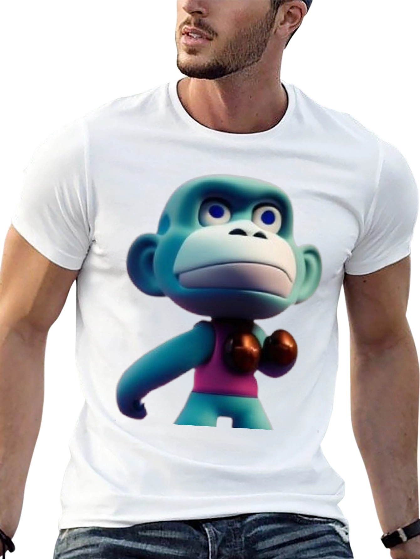 Black Blue Monkey Boxer T-Shirt view 13