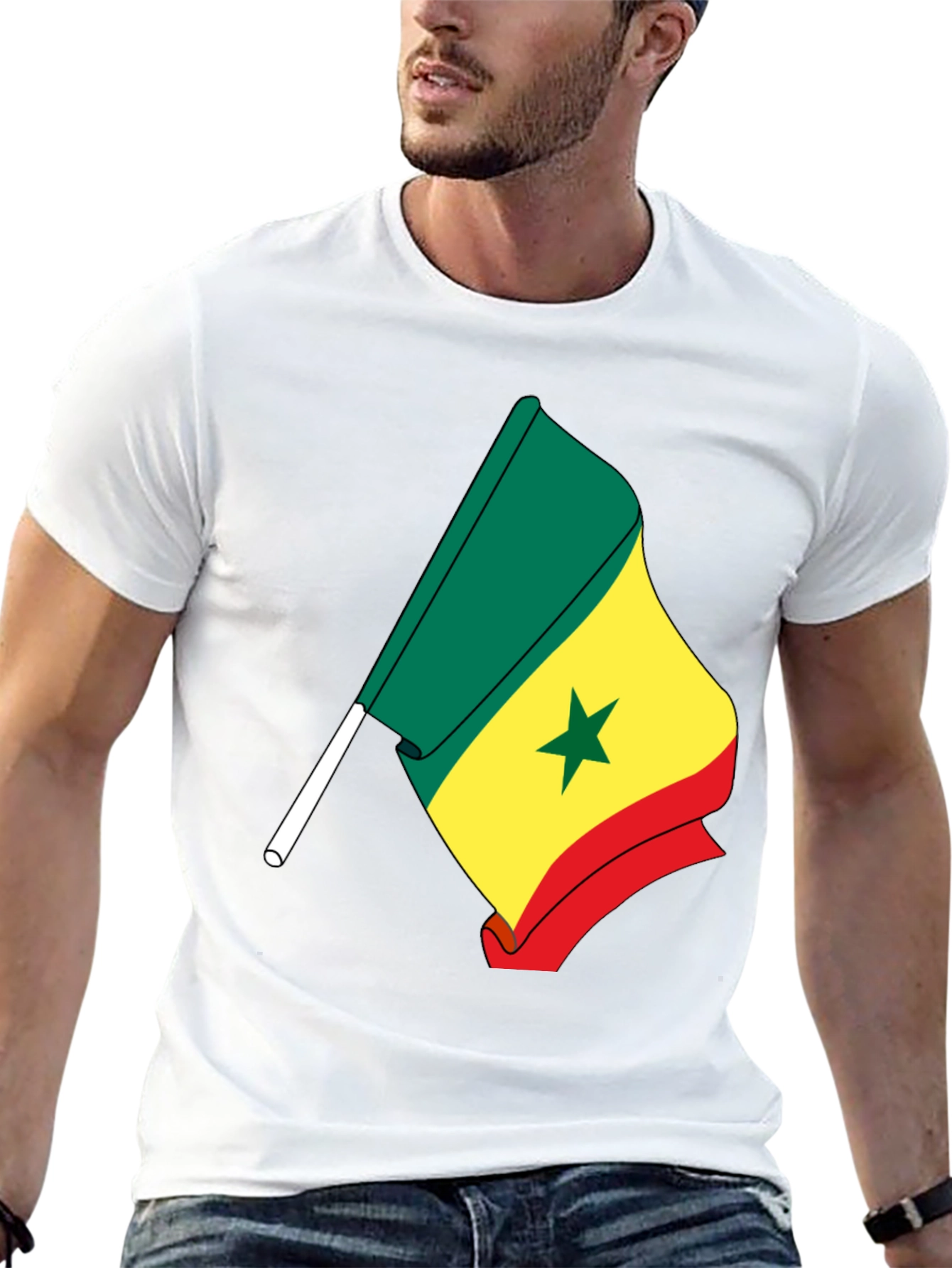 Senegal Flag Graphic Tee - Black Cotton Shirt - 13