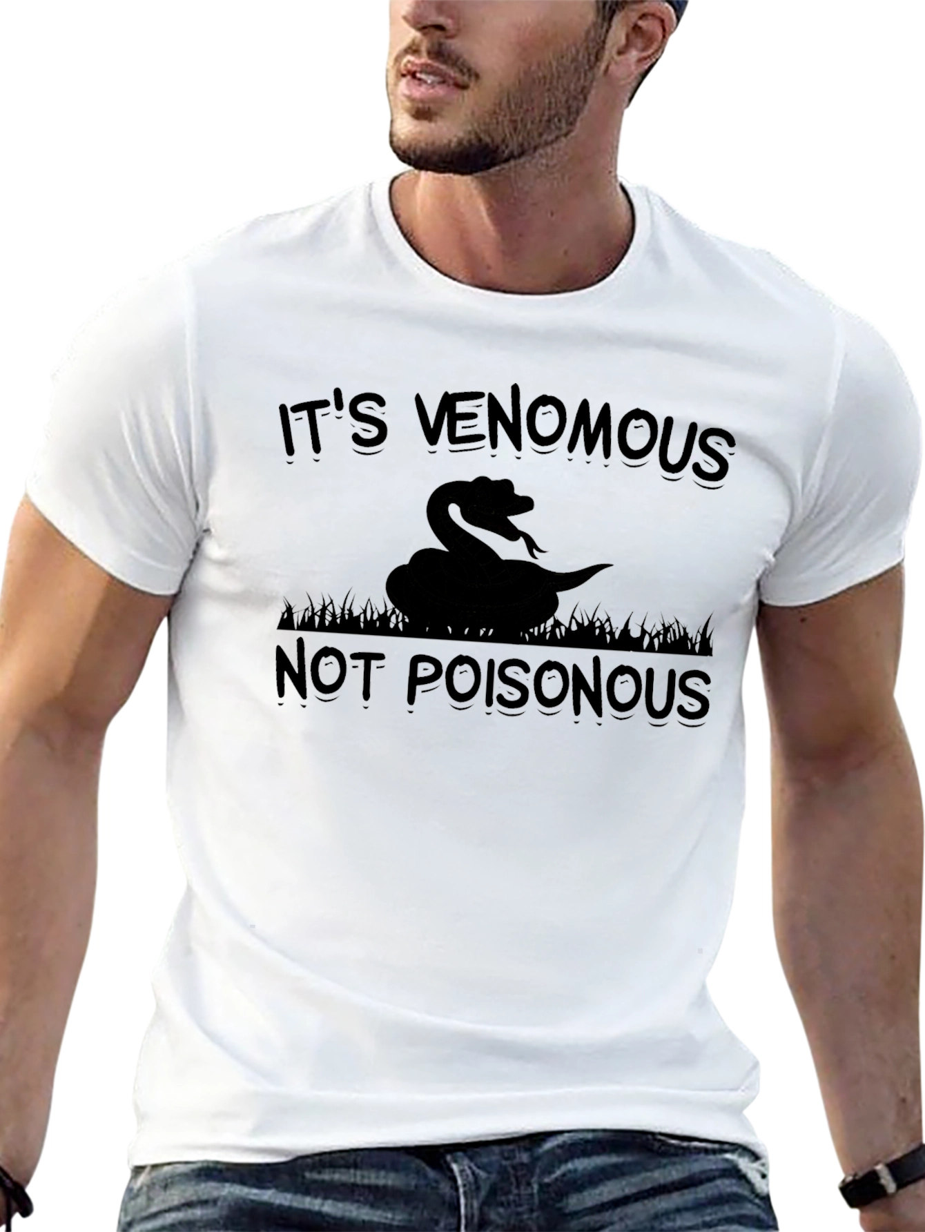 Black Venomous Snake Graphic Tee - Funny Nature T-Shirt view 13