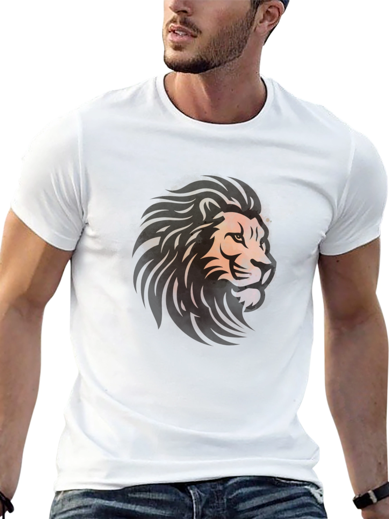 Black Lion Graphic Black T-Shirt - Bold Artistic Design view 13